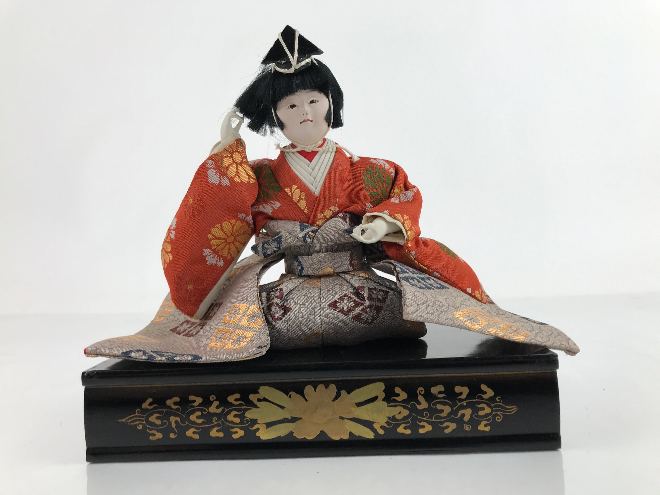 Japanese Hina Doll Girls Day Festival Musician Matsuri Wood Silk Kimono ID569