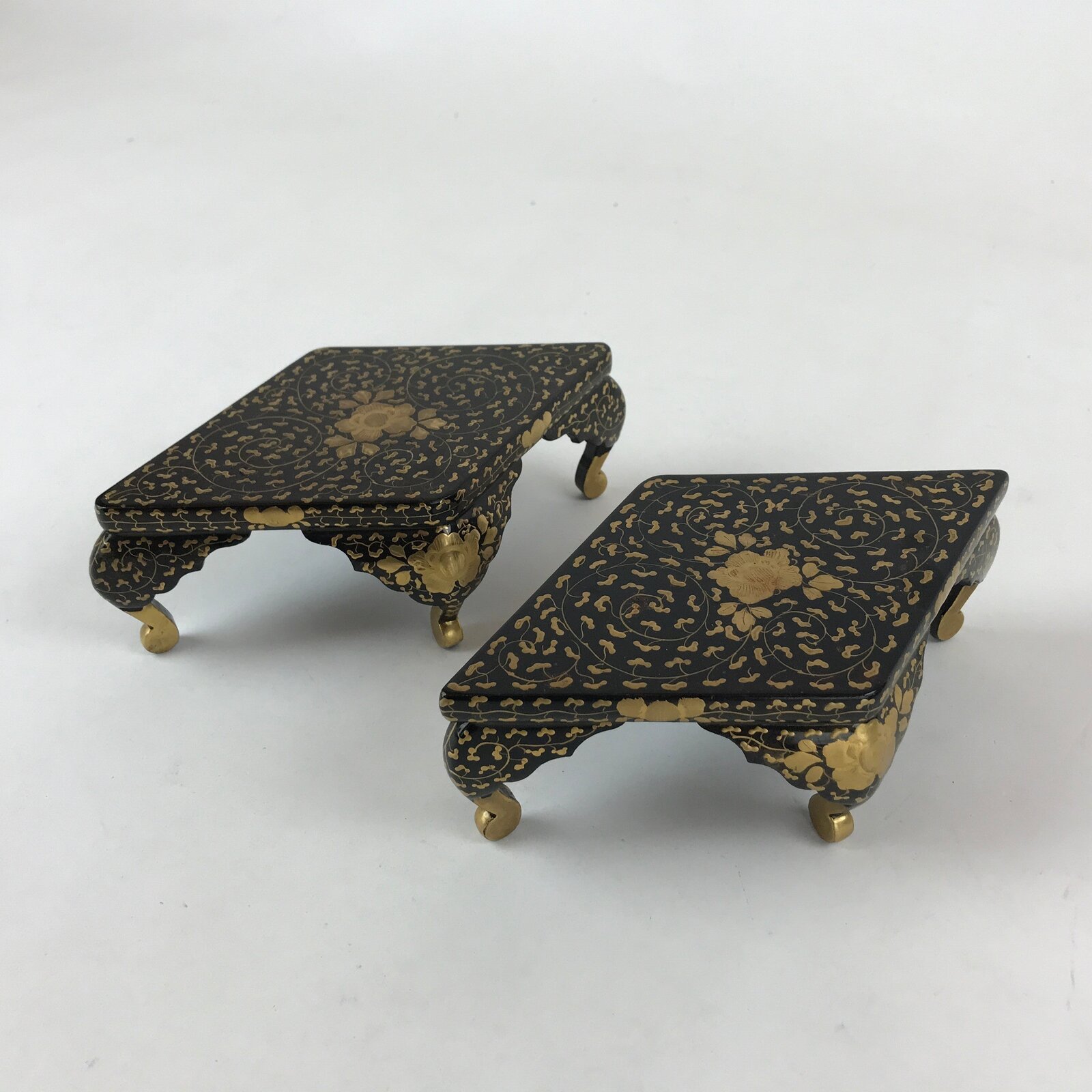 Japanese Hina Doll Lacquer Wood Table 2pcs Set Vtg Girls Day Decoration ID545