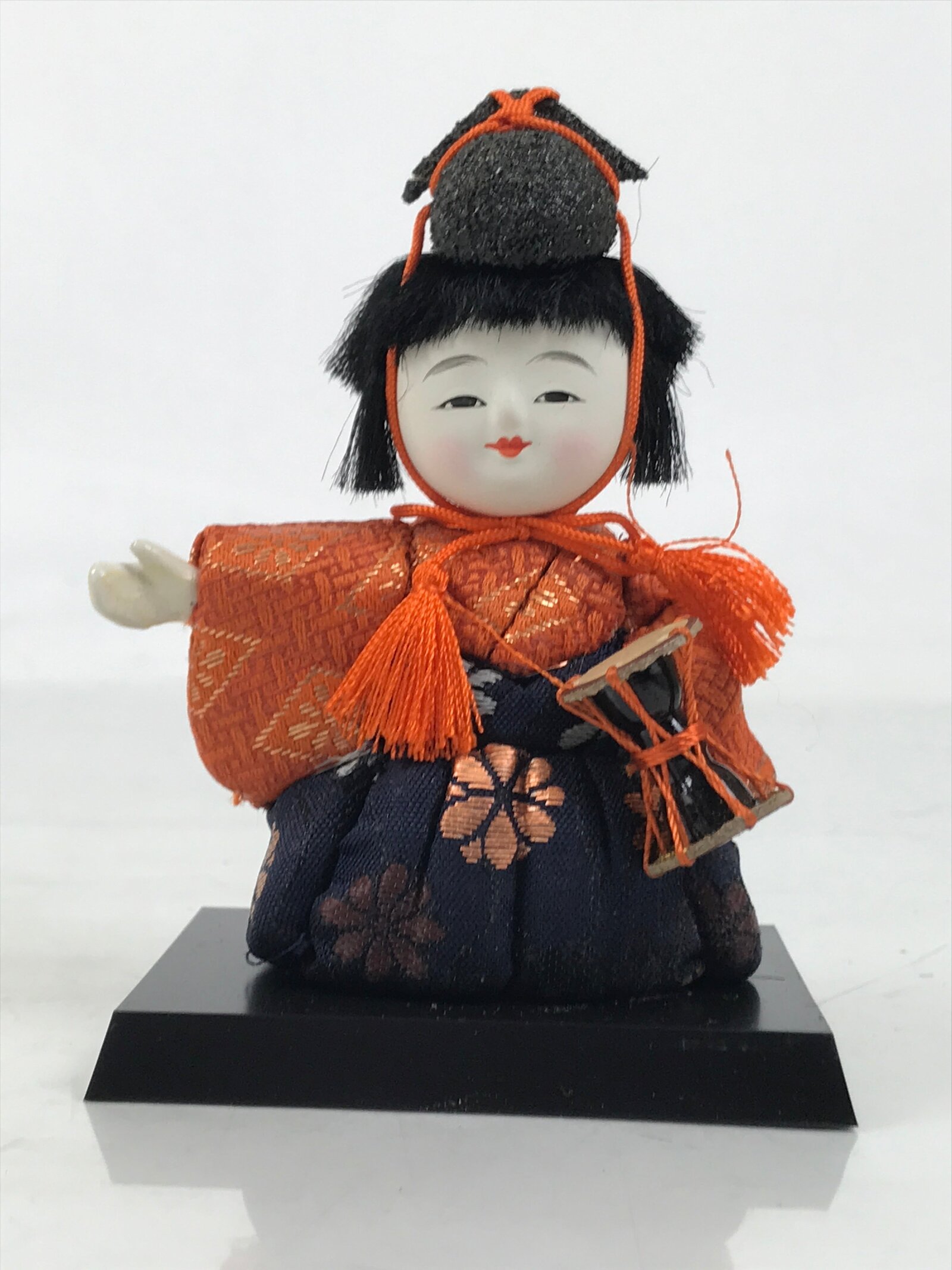 Japanese Hina Doll Ningyo Court Musician Drum Vtg Girls Day Silk Kimekomi ID639