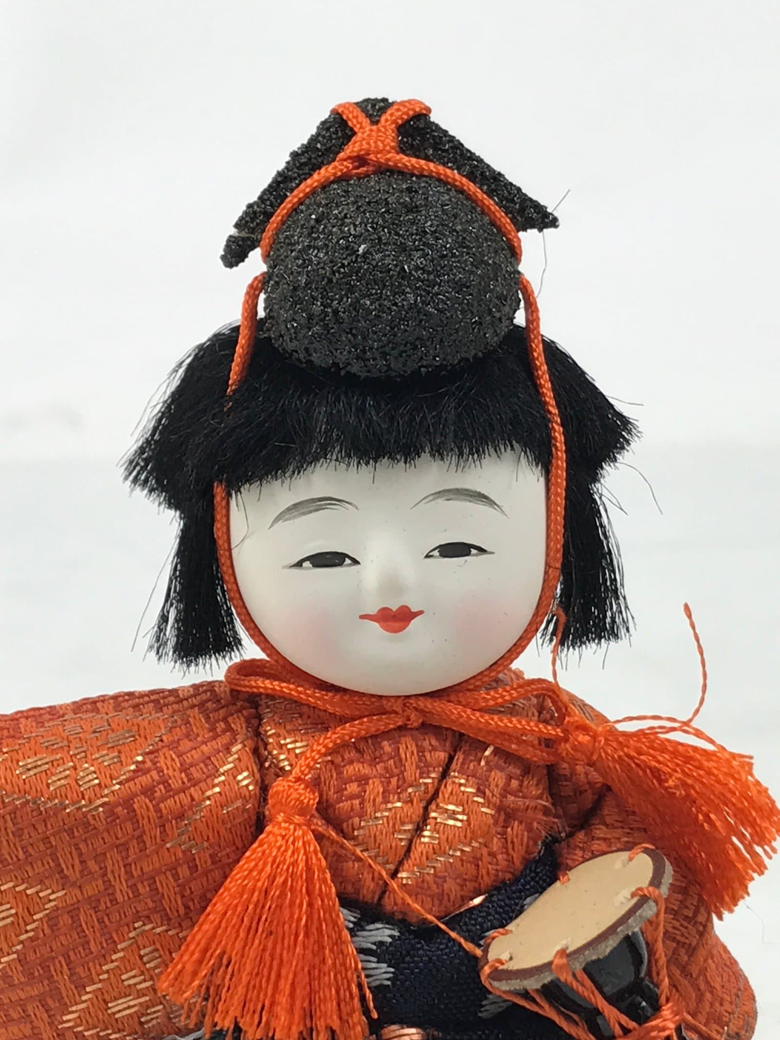 Japanese Hina Doll Ningyo Court Musician Drum Vtg Girls Day Silk Kimekomi ID639