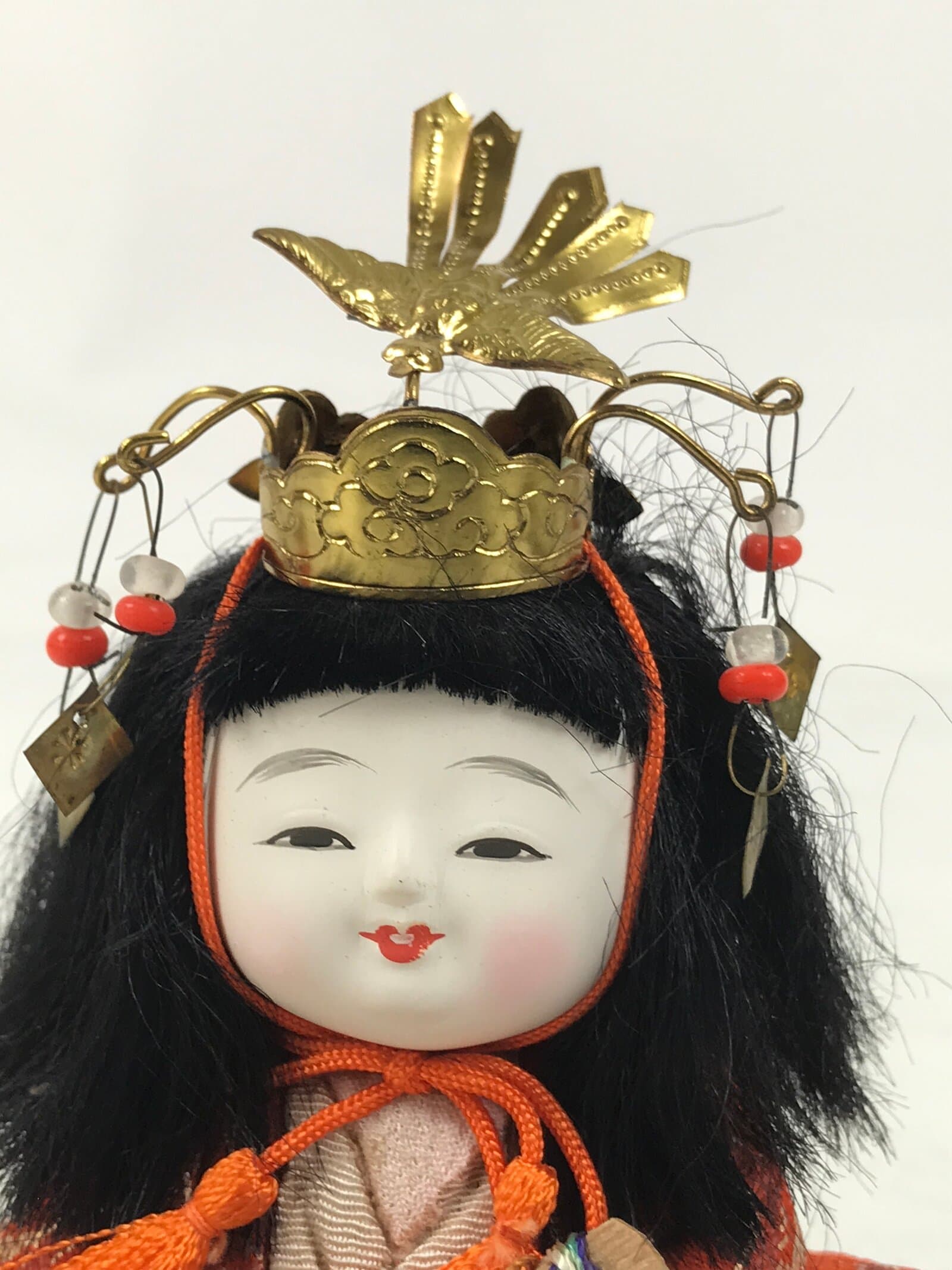 Japanese Hina Doll Ningyo Princess Vtg Girl's Day Ohinasama Silk Kimekomi ID628