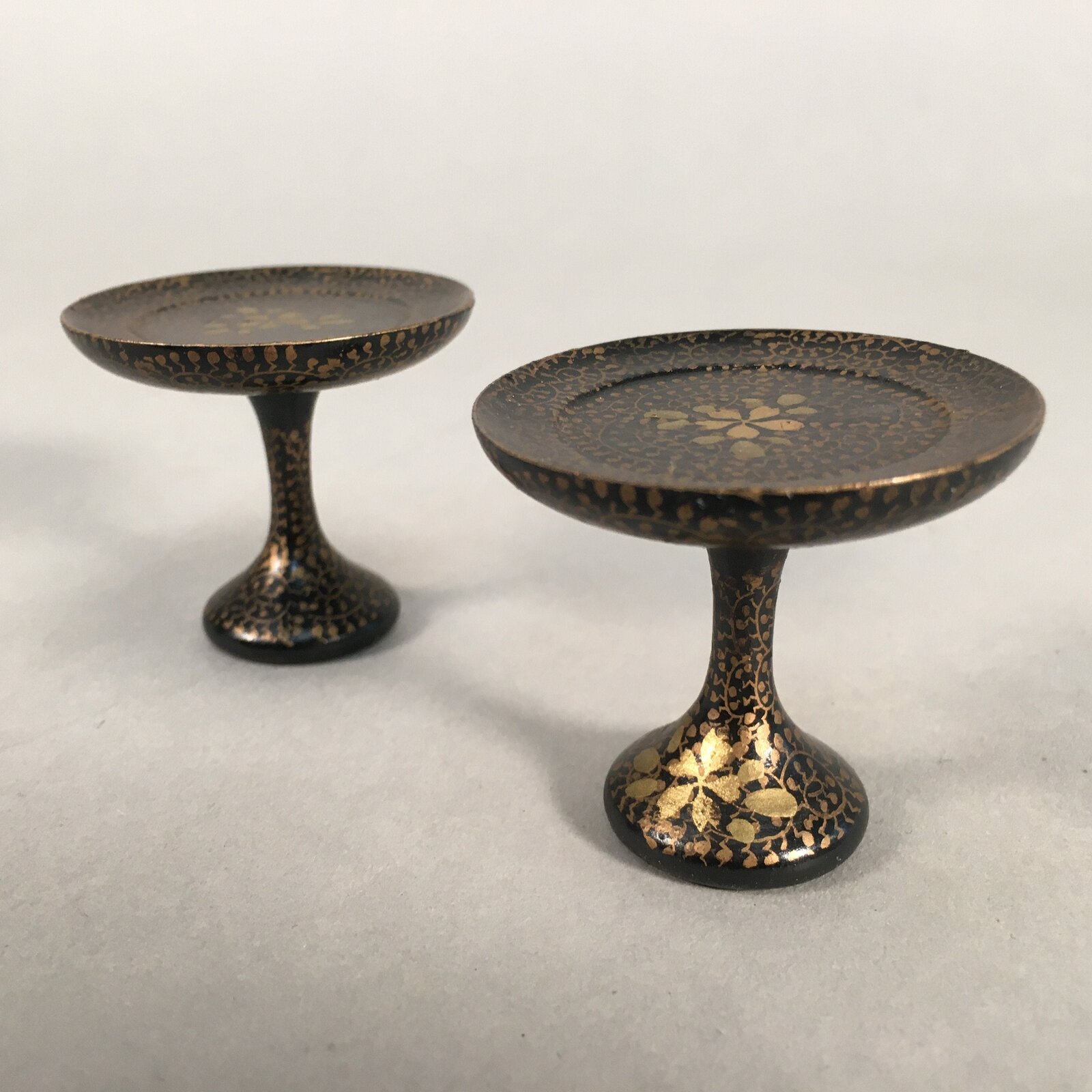 Japanese Hina Doll Offering Stand Pair Vtg Furniture Wooden Lacquered ID335