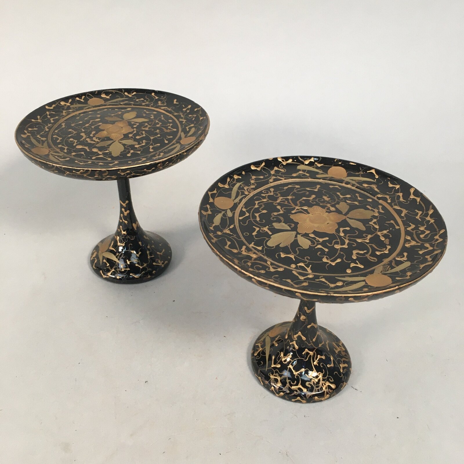 Japanese Hina Doll Offering Stand Pair Vtg Furniture Wooden Lacquered ID343