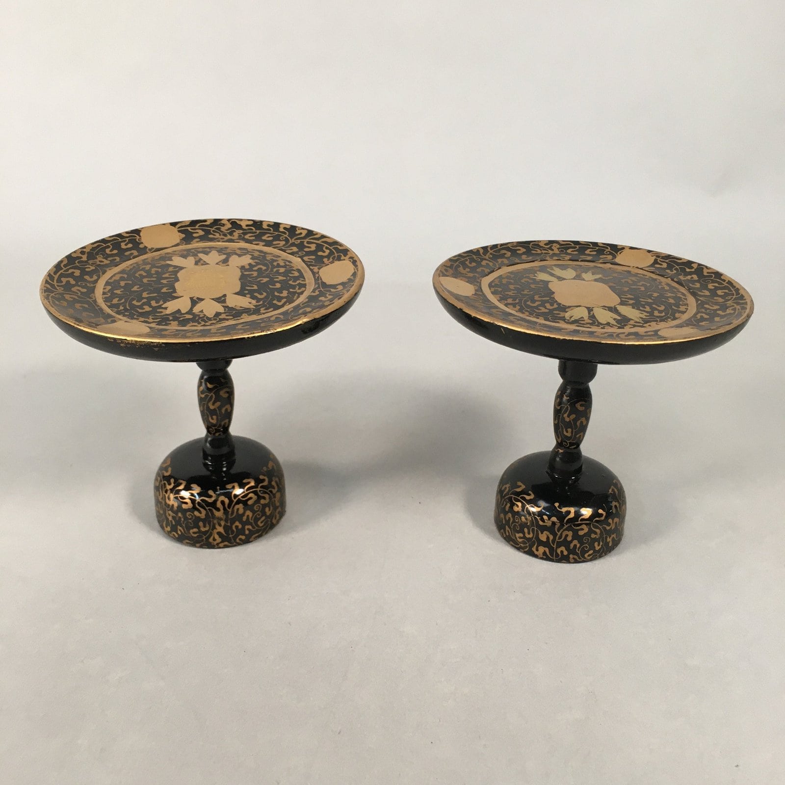 Japanese Hina Doll Offering Stand Pair Vtg Furniture Wooden Lacquered ID367