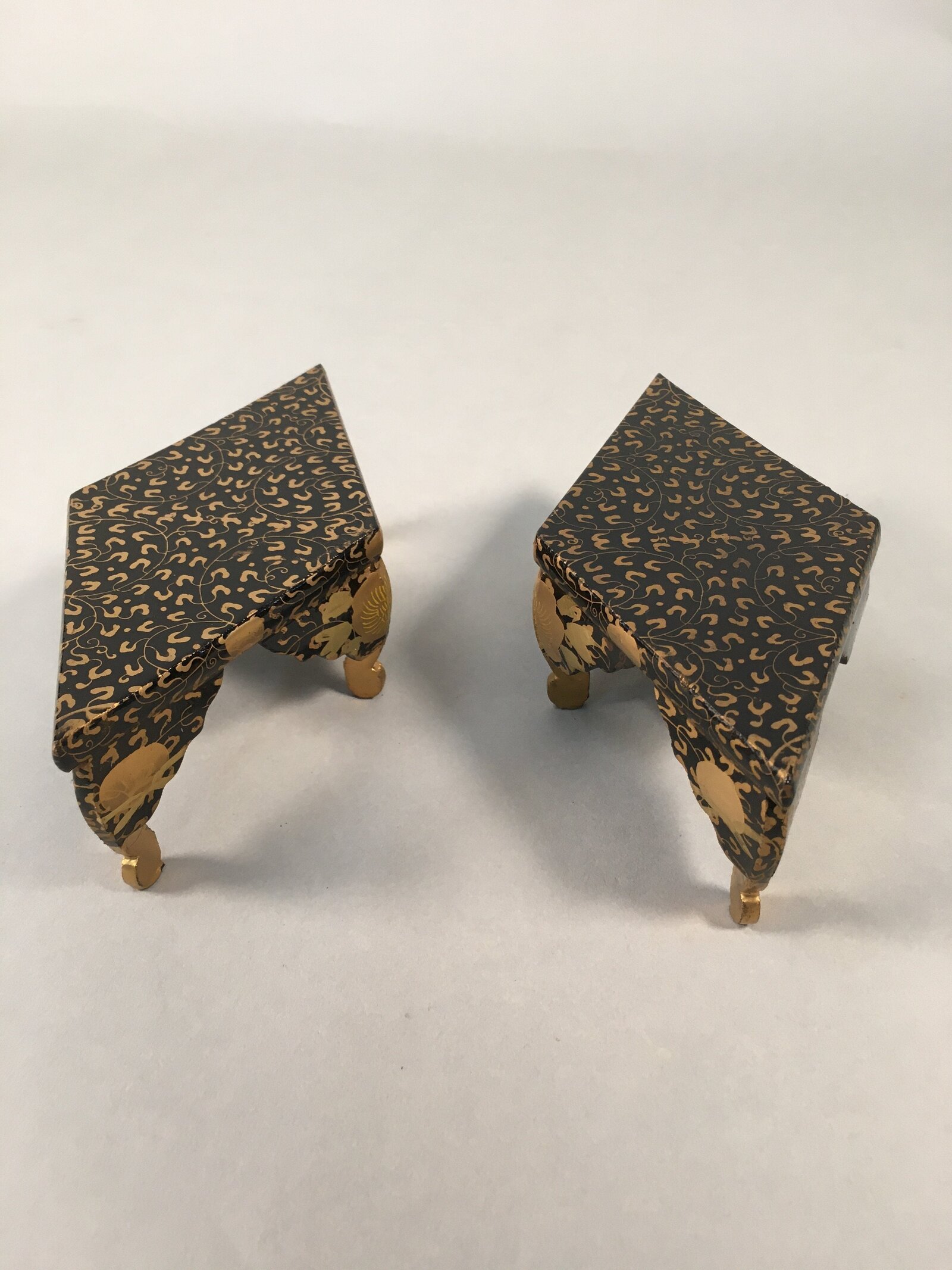 Japanese Hina Doll Rhombus Offering Stand Pair Vtg Furniture Wood Lacquer ID366