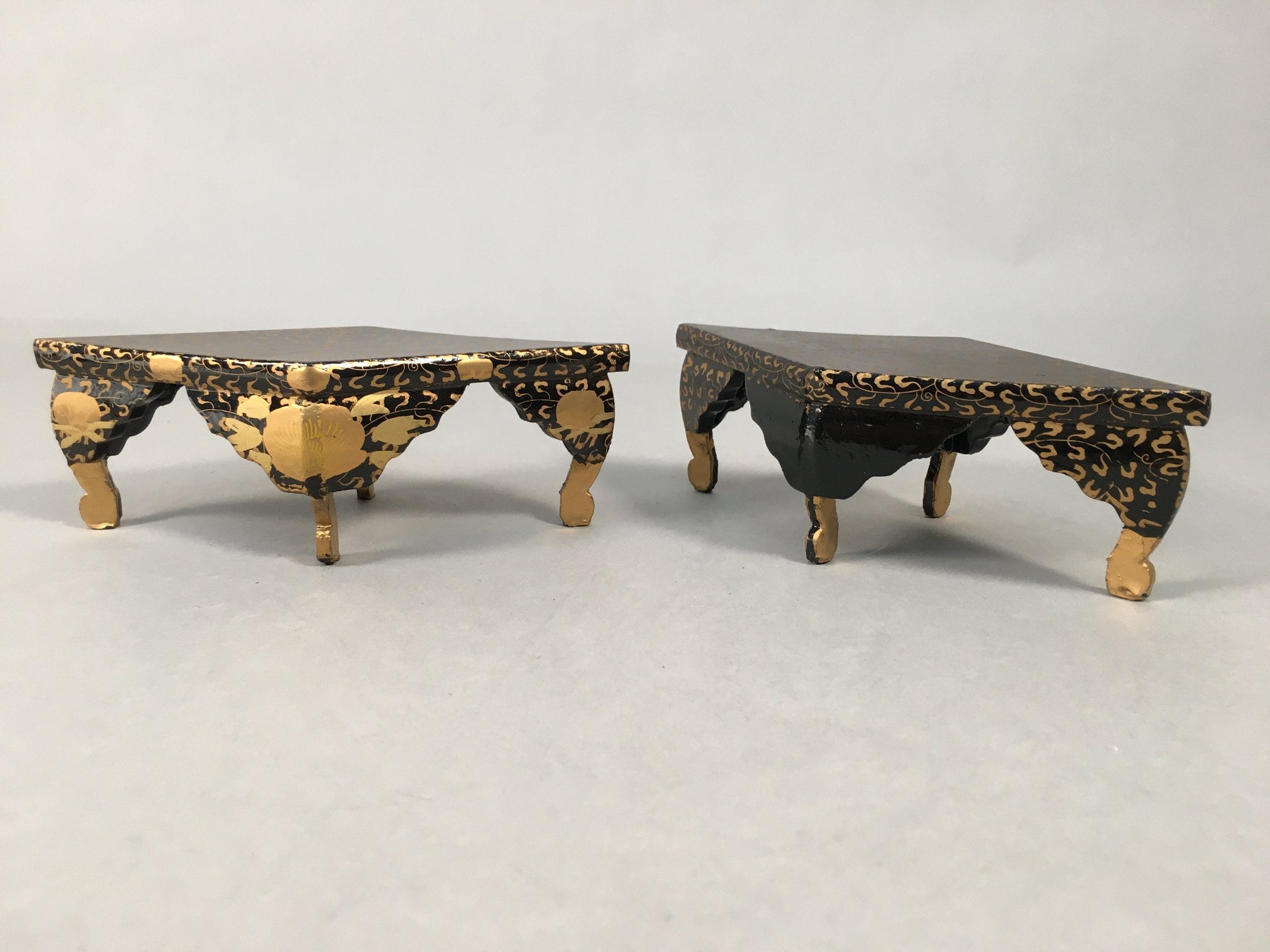 Japanese Hina Doll Rhombus Offering Stand Pair Vtg Furniture Wood Lacquer ID366