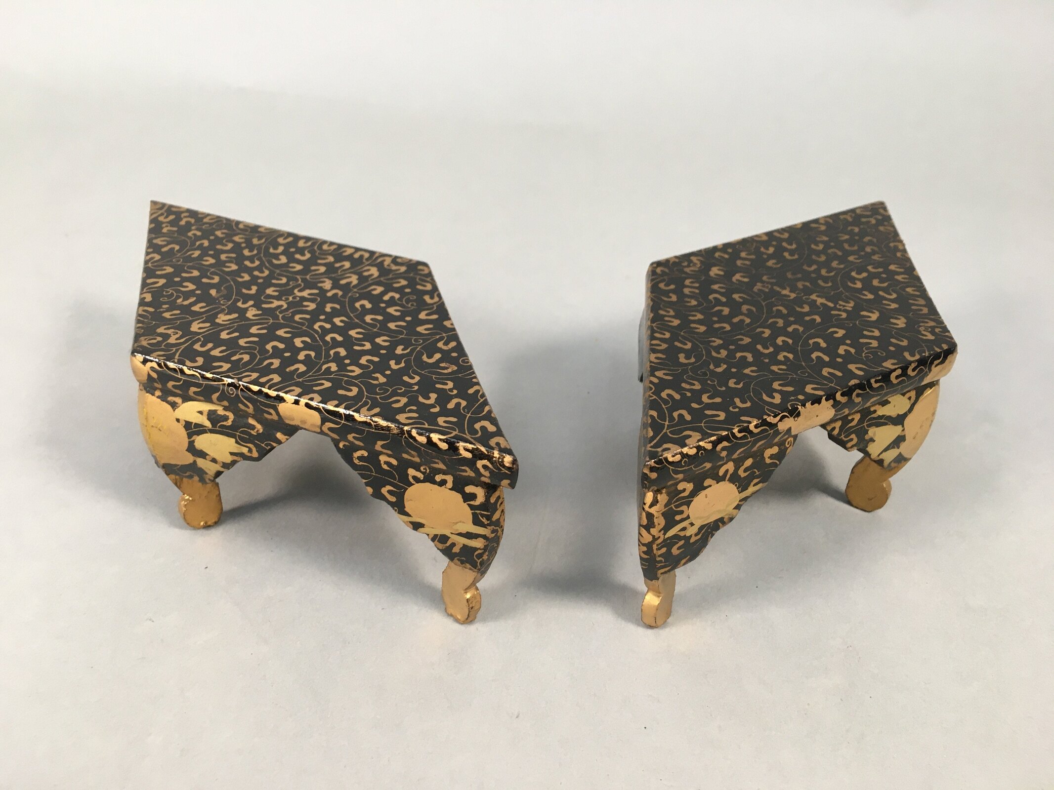 Japanese Hina Doll Rhombus Offering Stand Pair Vtg Furniture Wood Lacquer ID366