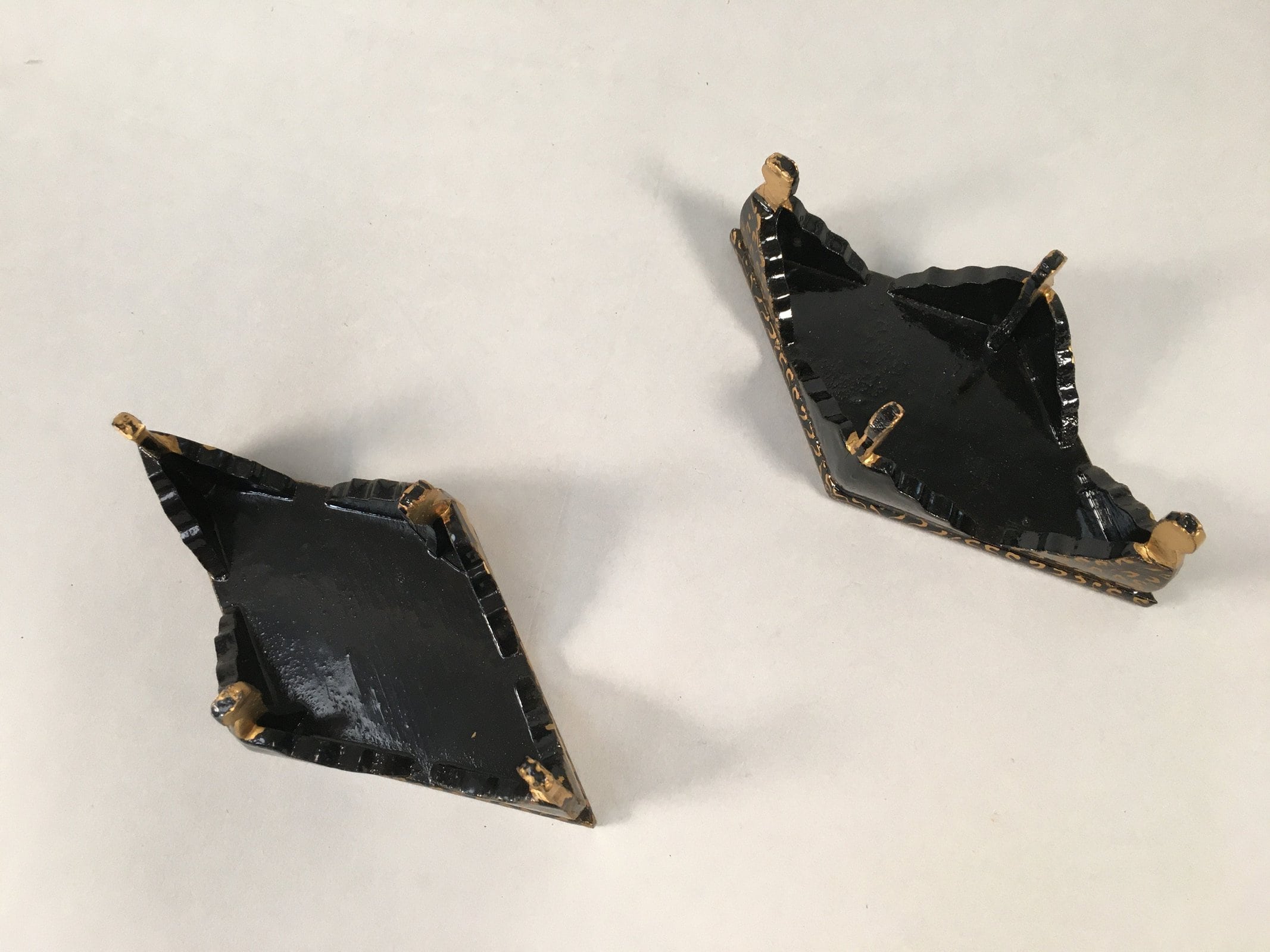 Japanese Hina Doll Rhombus Offering Stand Pair Vtg Furniture Wood Lacquer ID366