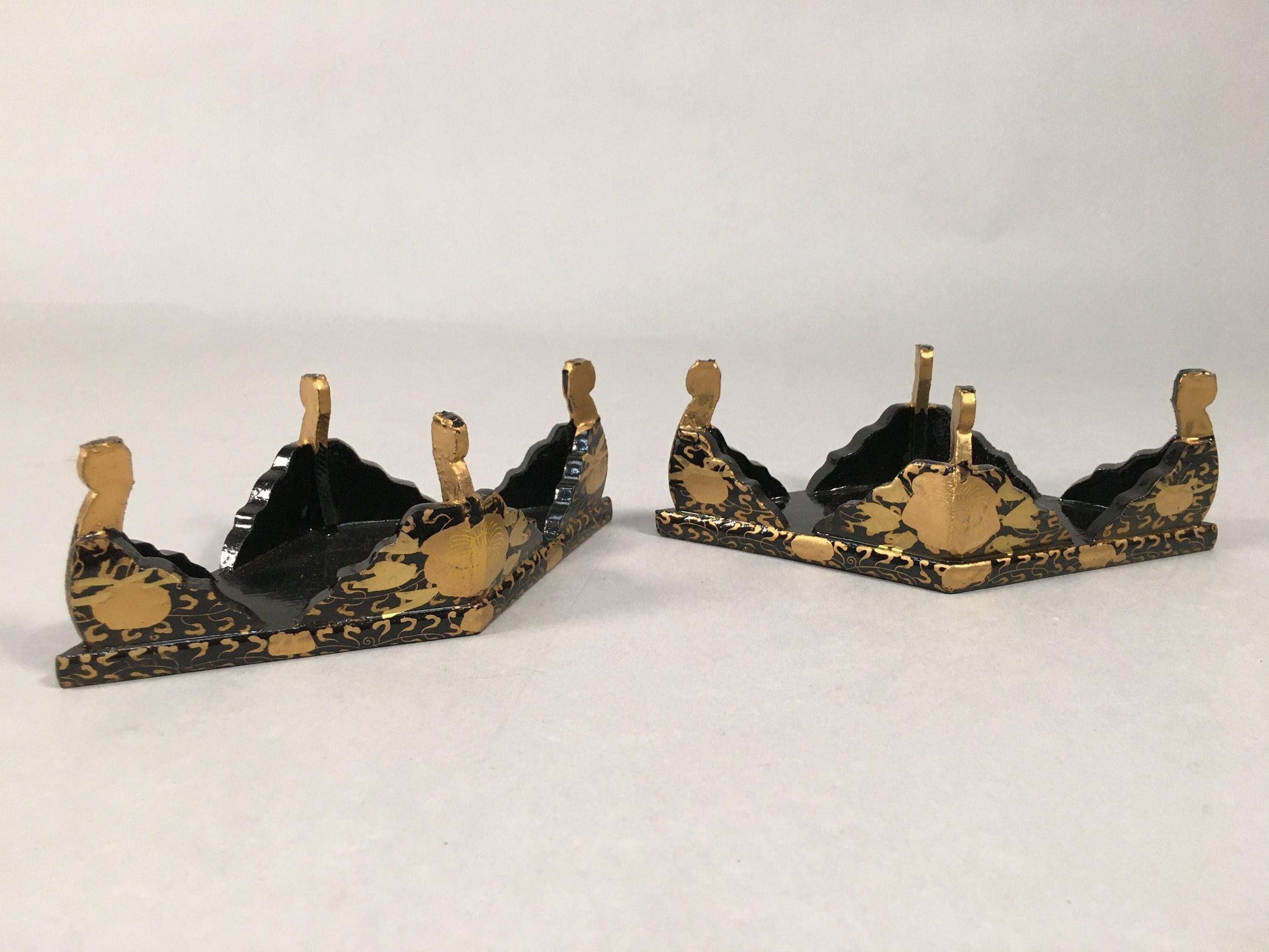 Japanese Hina Doll Rhombus Offering Stand Pair Vtg Furniture Wood Lacquer ID366