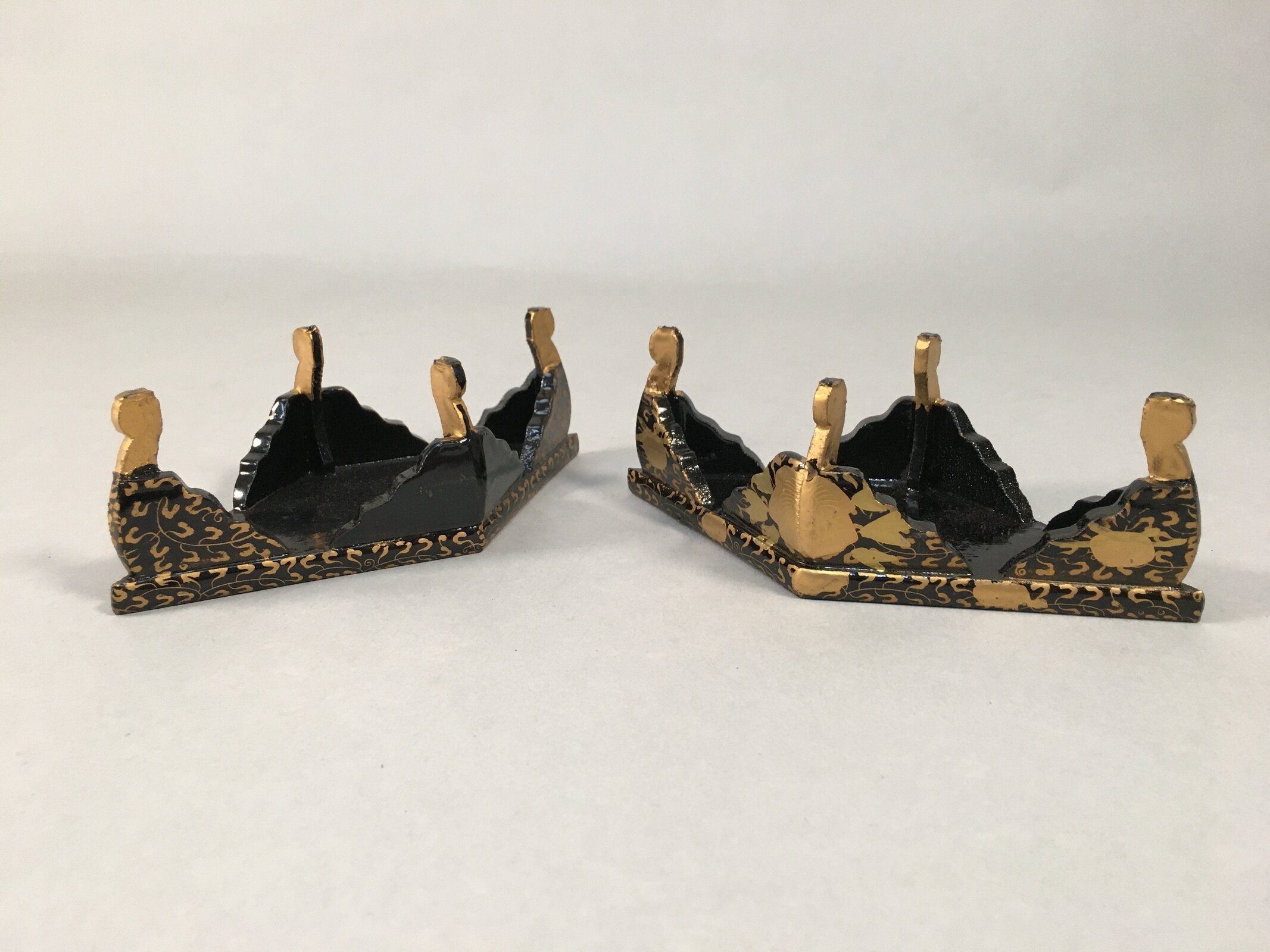 Japanese Hina Doll Rhombus Offering Stand Pair Vtg Furniture Wood Lacquer ID366