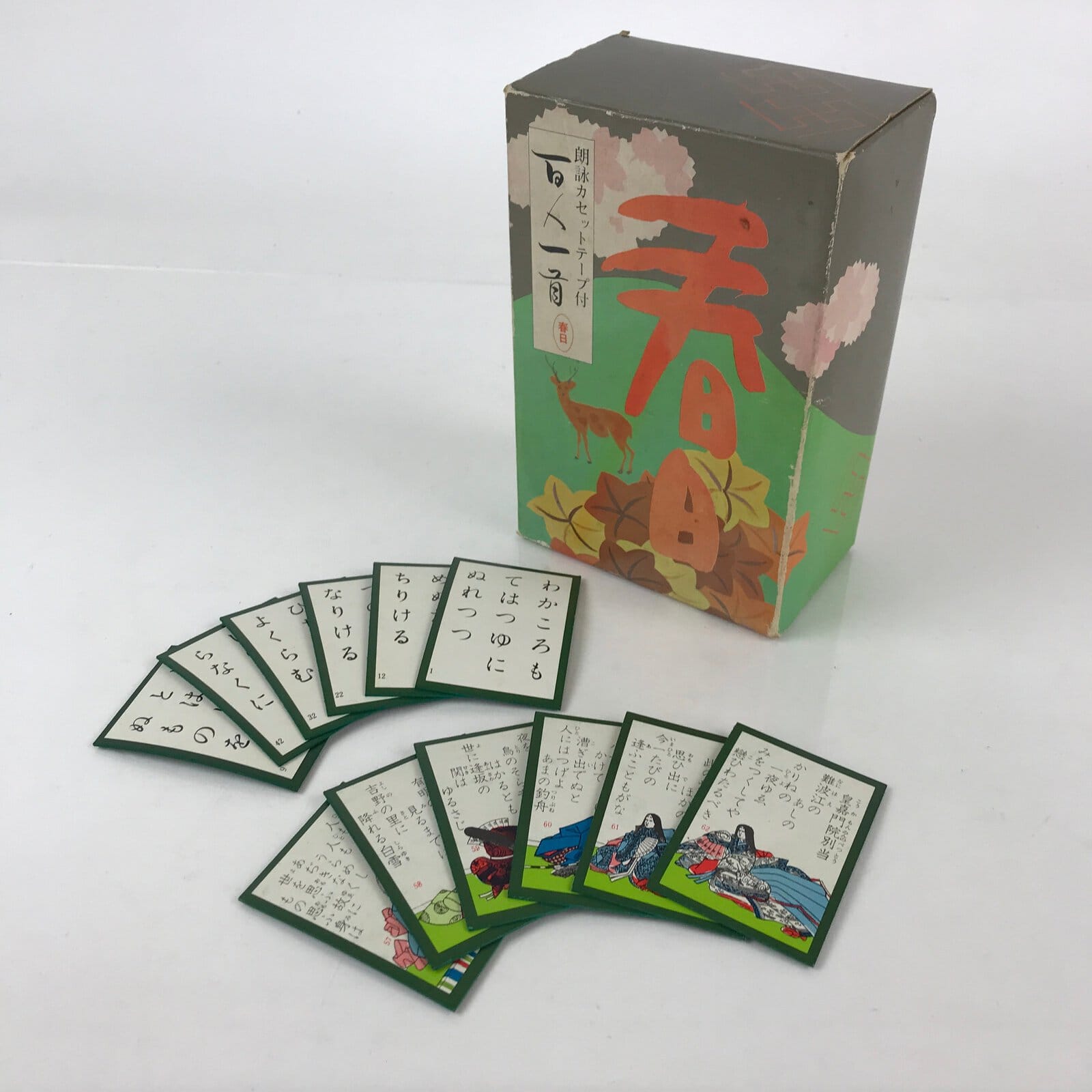 Japanese Hyakunin Isshu Vtg Playing Cards Karuta 100 Poem Matching Game JK479