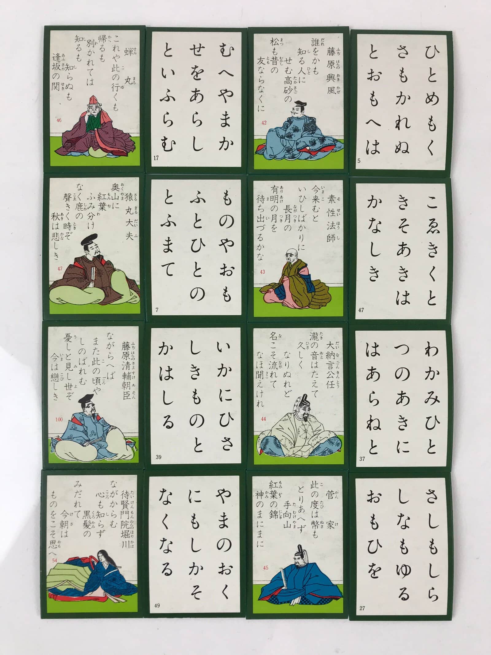 Japanese Hyakunin Isshu Vtg Playing Cards Karuta 100 Poem Matching Game JK479