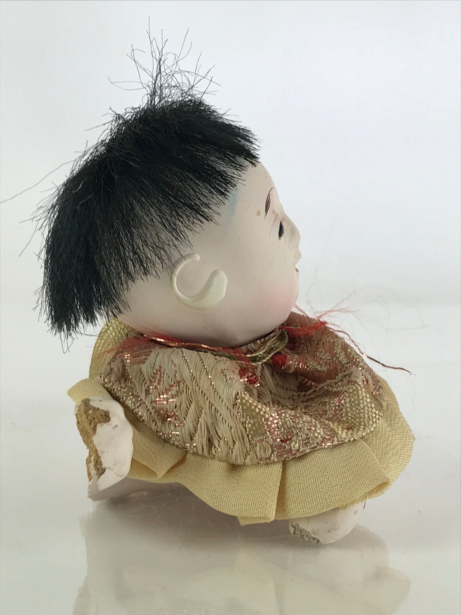 Japanese Ichimatsu-Ningyo Vtg Plaster Figurine Crawling Baby Doll KF592