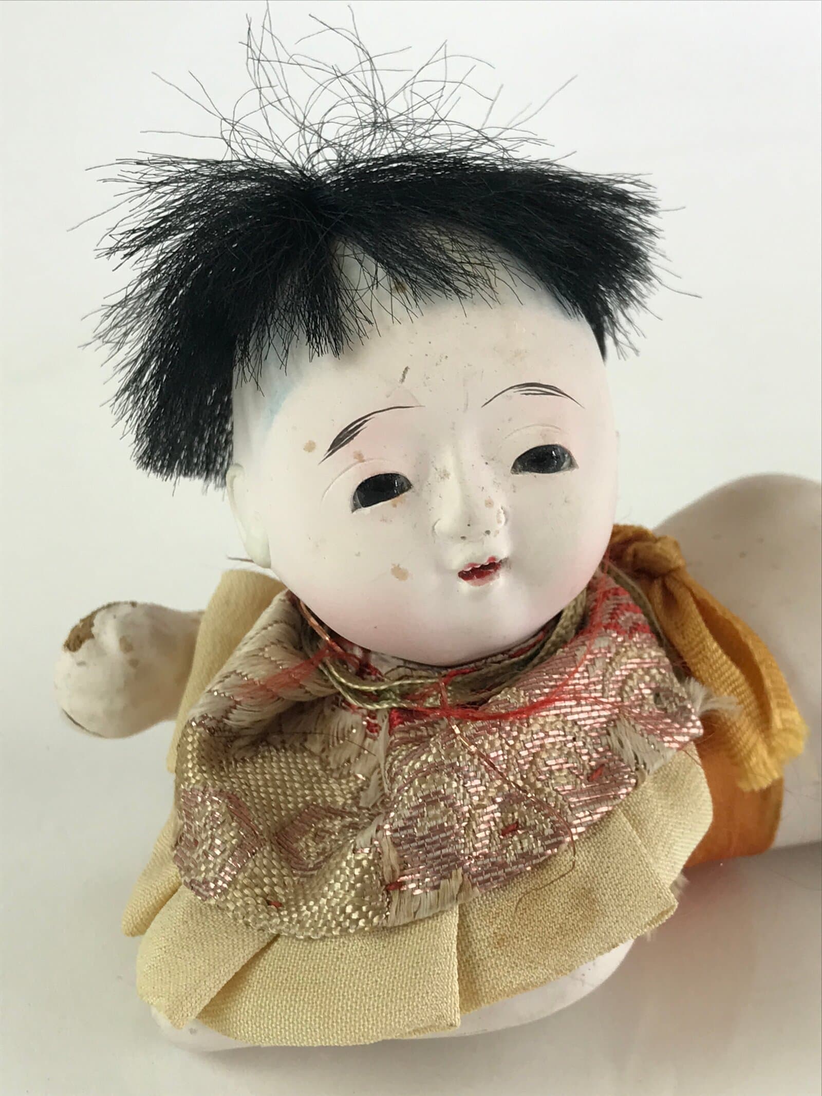 Japanese Ichimatsu-Ningyo Vtg Plaster Figurine Crawling Baby Doll KF592