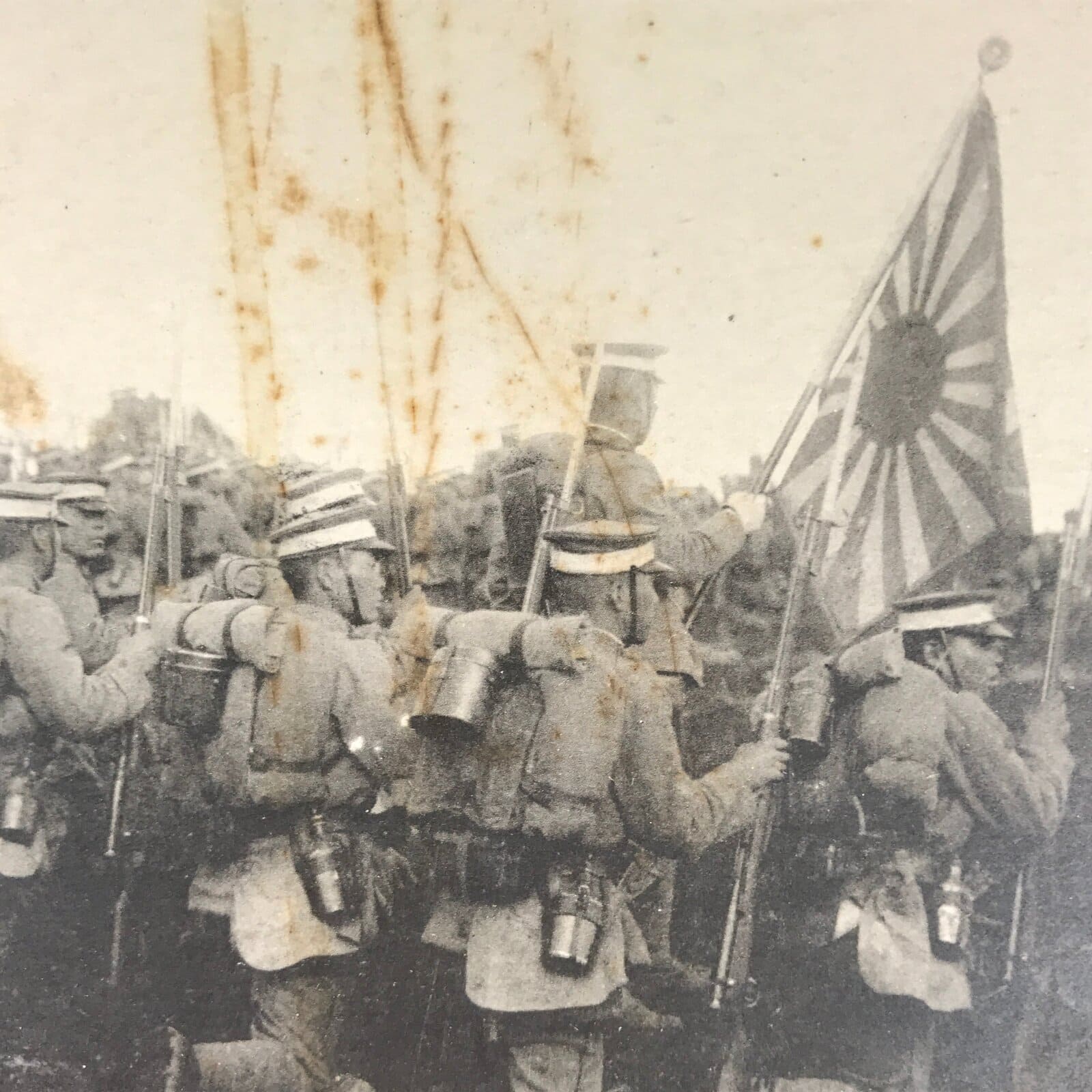 Japanese Imperial Infantry Ready Charge Postcard Vtg Paper Black White PC76