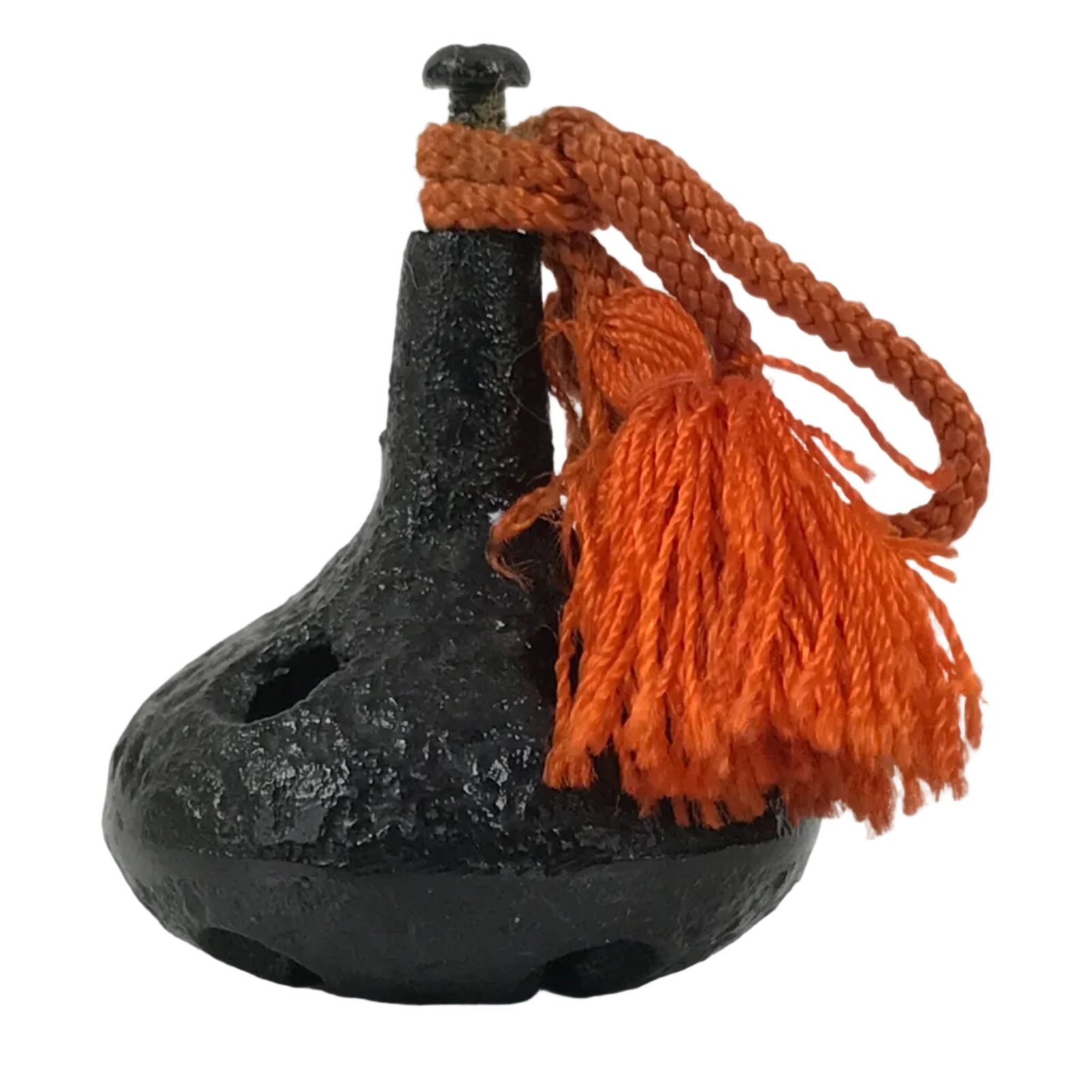 Japanese Iron Bell Dorei Tetsurin Suzu Vtg Amulet Black Orange Tassel DR607
