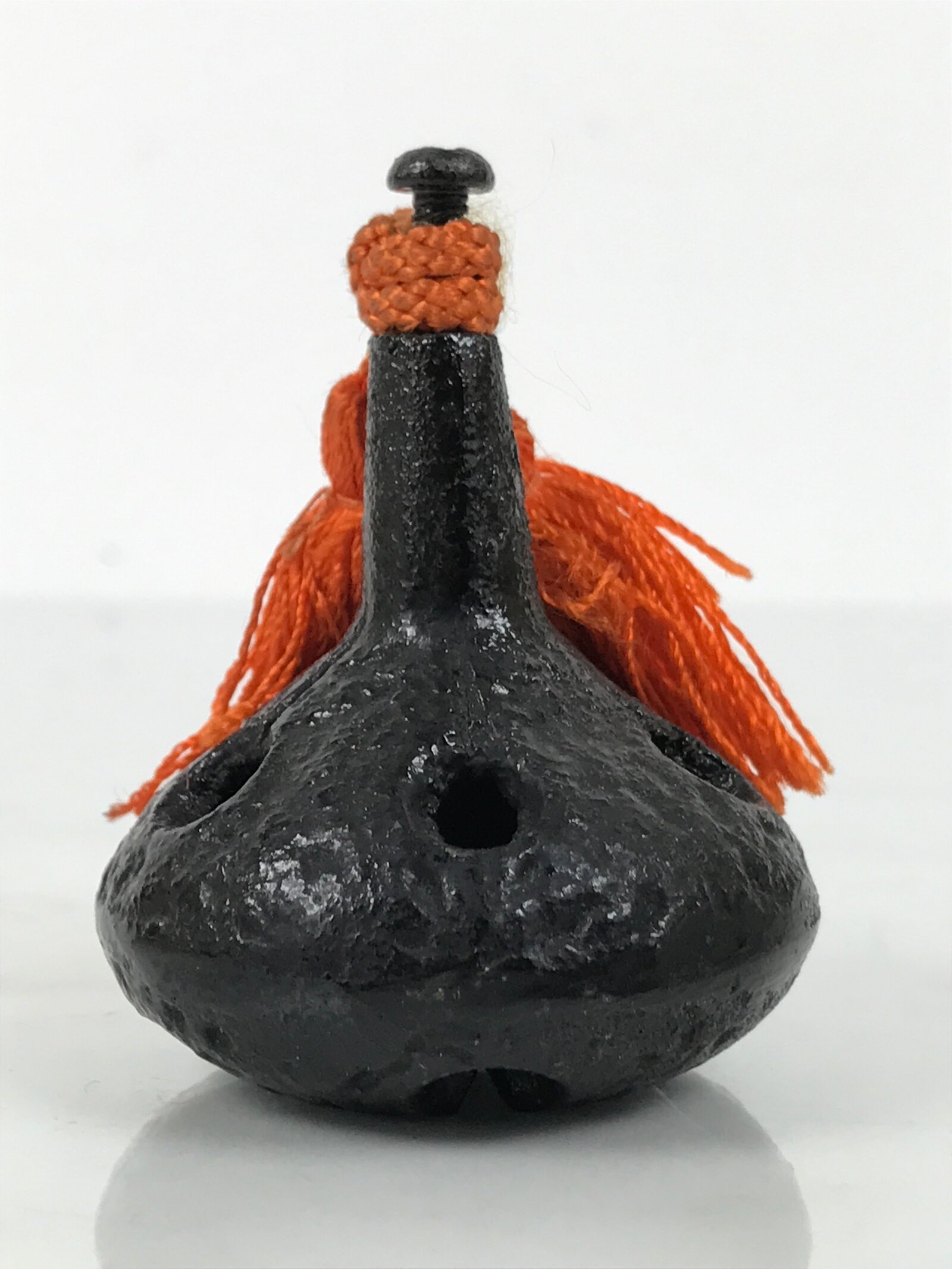 Japanese Iron Bell Dorei Tetsurin Suzu Vtg Amulet Black Orange Tassel DR607