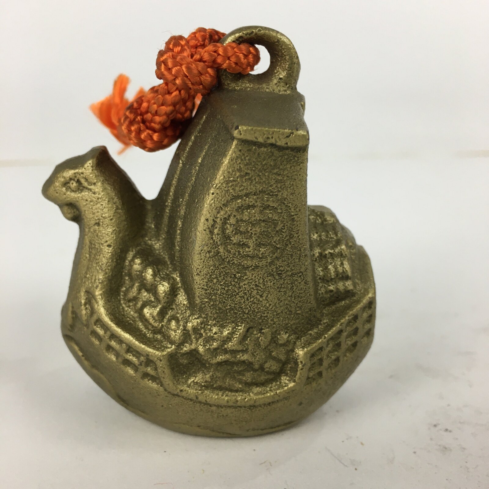 Japanese Iron Bell Dorei Tetsurin Vtg Doll Amulet 7 Lucky God Ship Gold DR357