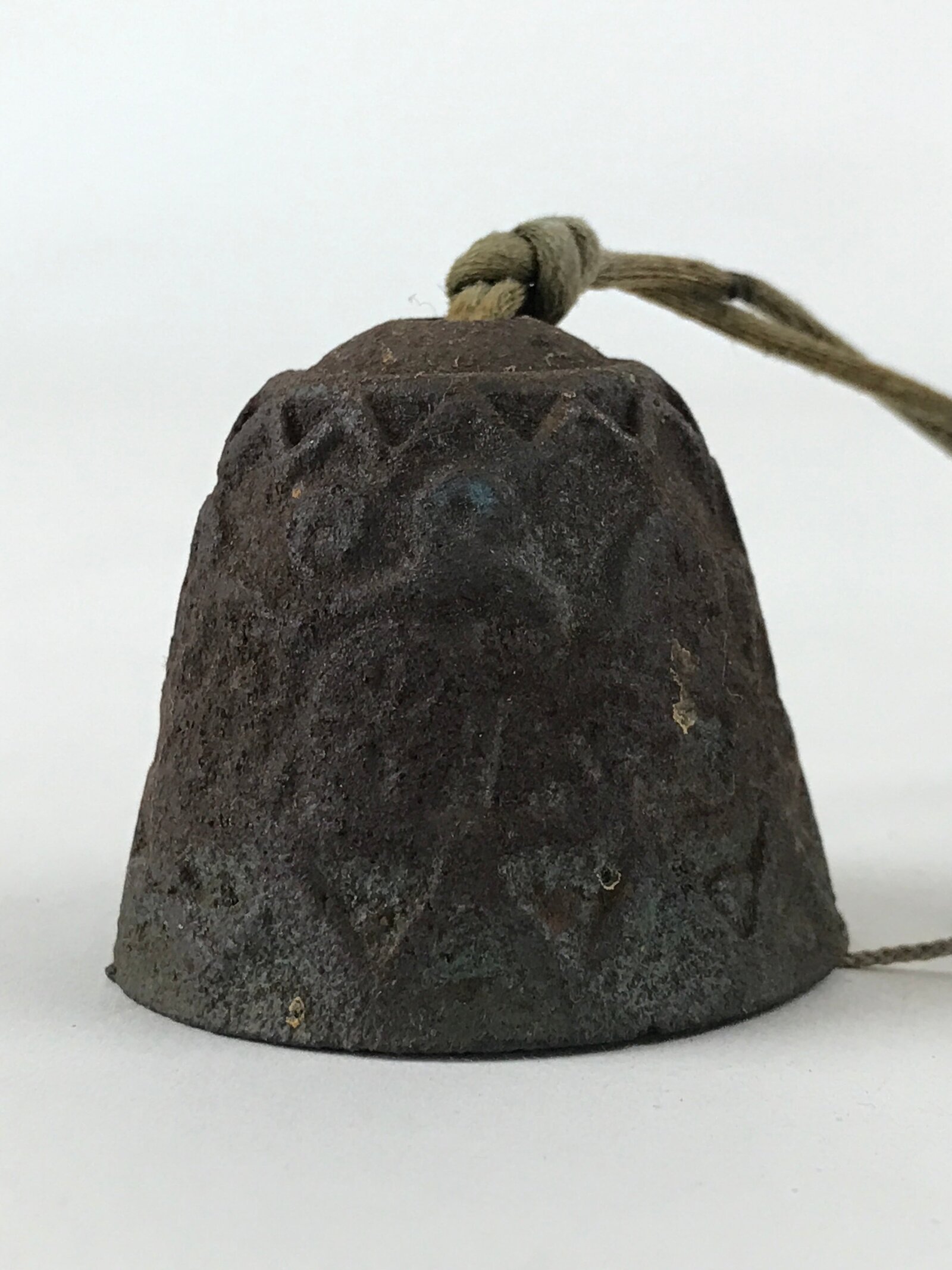 Japanese Iron Furin Wind Chime Tetsurin Vtg Crab Brown String Paper DR489