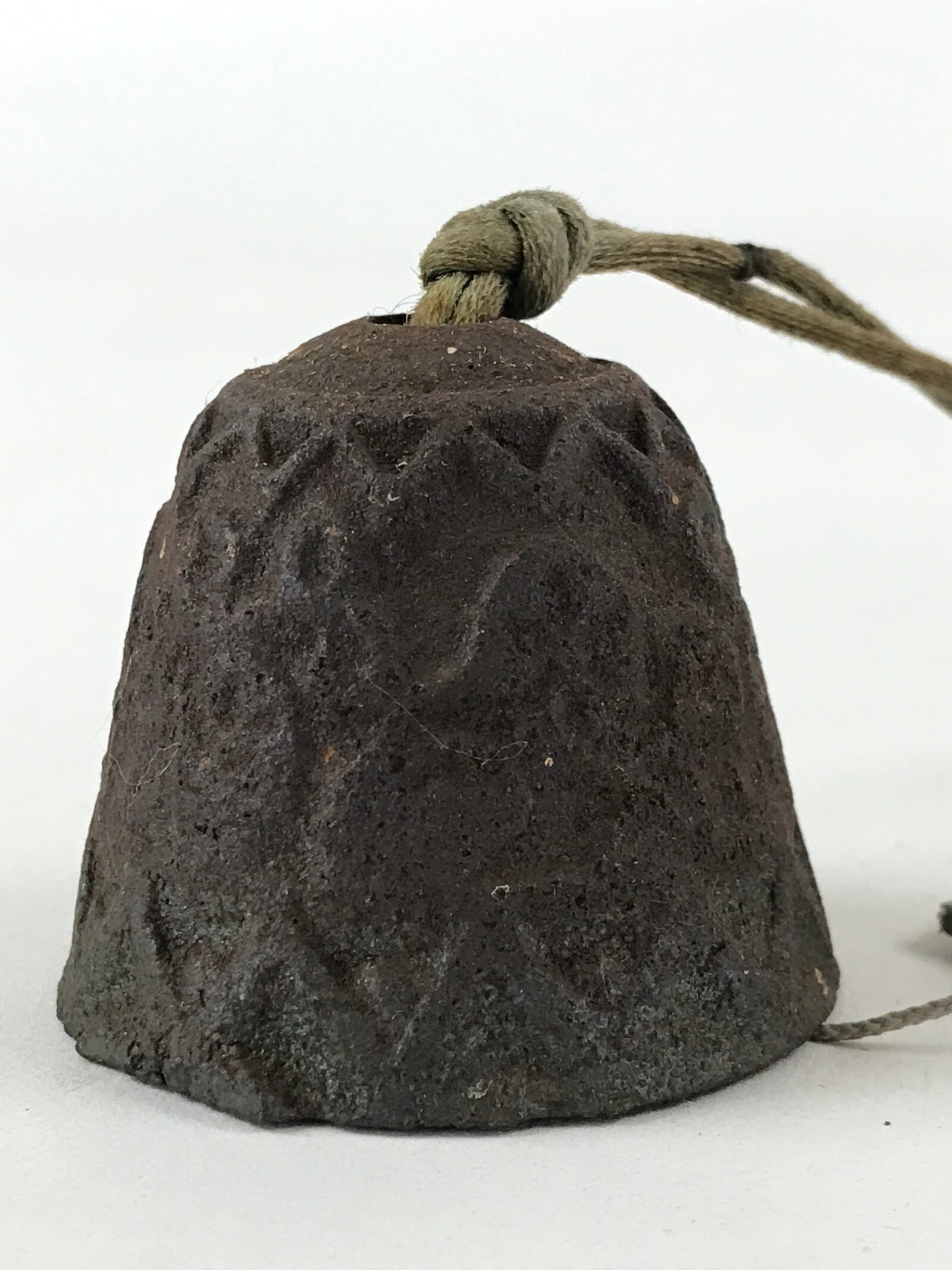 Japanese Iron Furin Wind Chime Tetsurin Vtg Crab Brown String Paper DR489