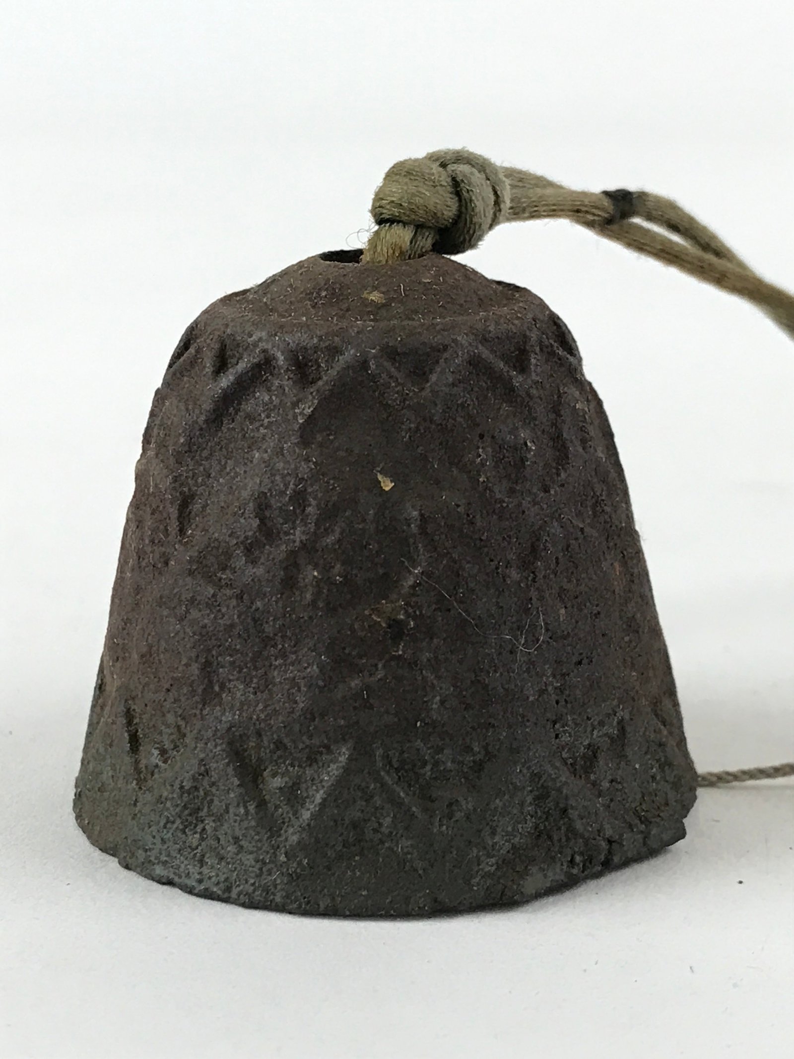 Japanese Iron Furin Wind Chime Tetsurin Vtg Crab Brown String Paper DR489