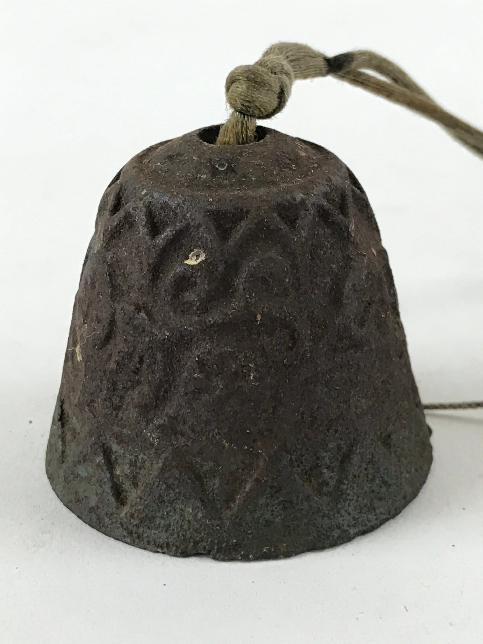 Japanese Iron Furin Wind Chime Tetsurin Vtg Crab Brown String Paper DR489