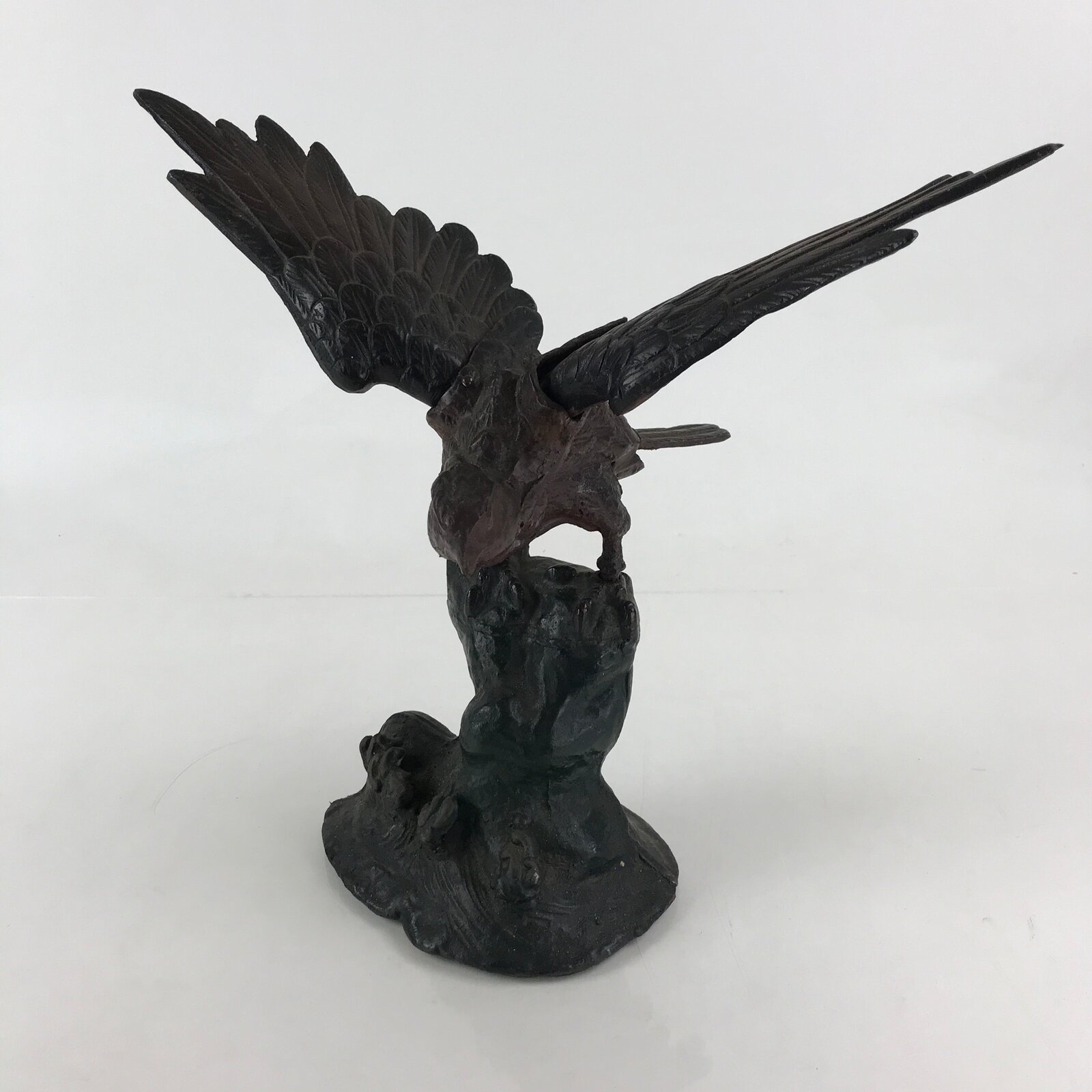 Japanese Iron Hawk Statue Vtg Good Fortune Happiness Auspicious Sculpture BD914