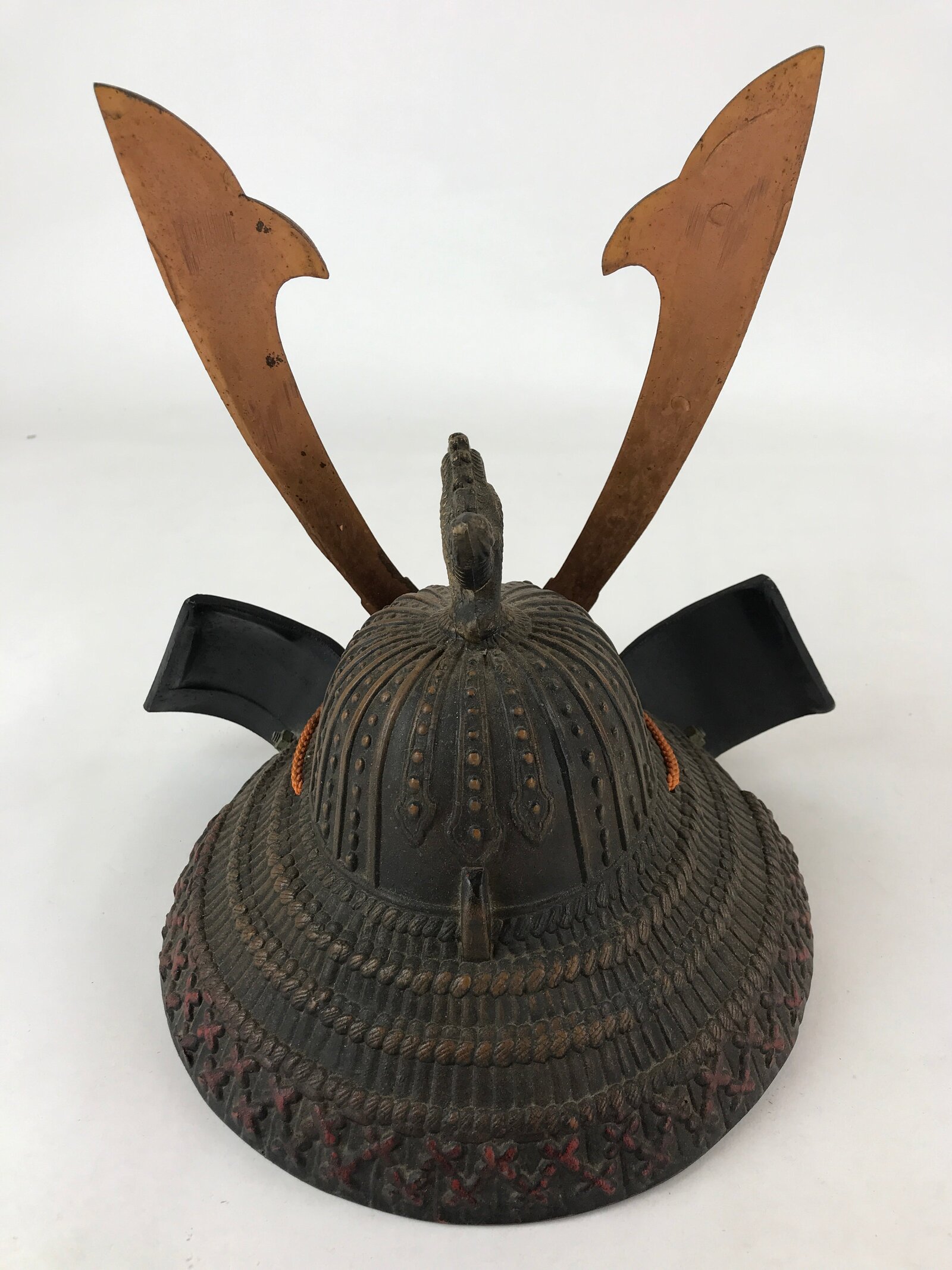 Japanese Iron Kabuto Samurai Helmet Display Vtg Yoshitsune Style Okimono ID548