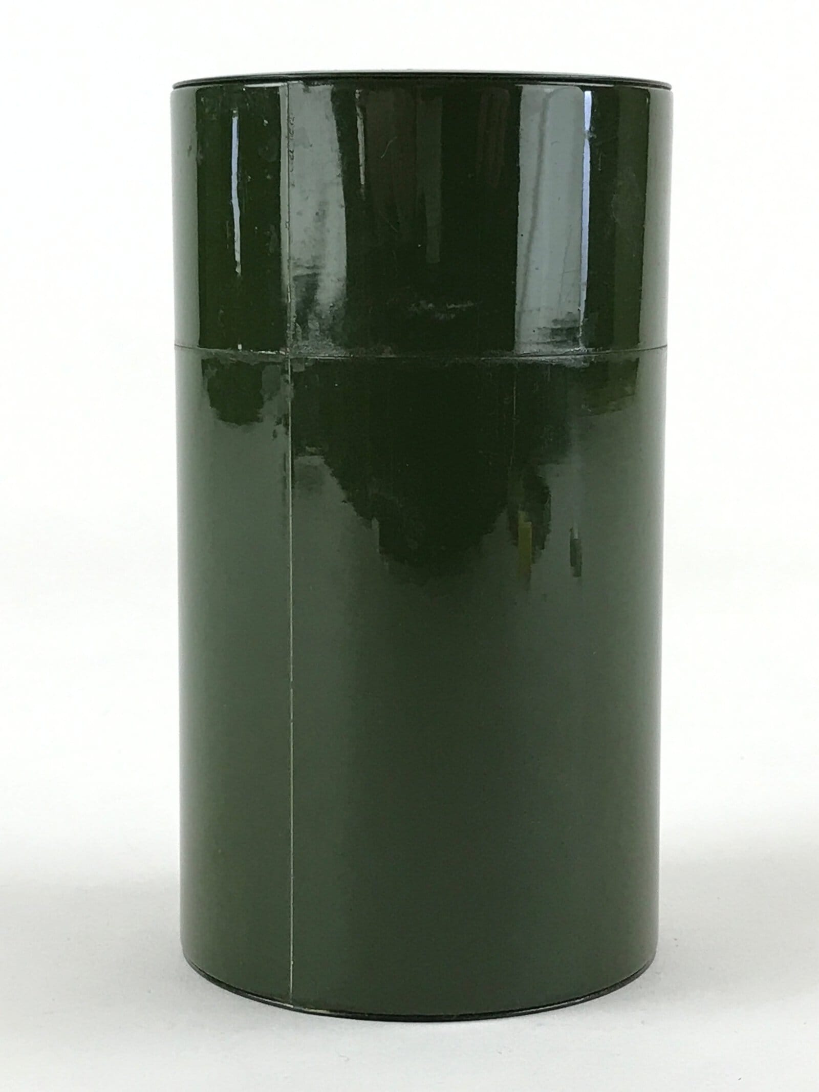 Japanese Iron Tea Caddy Lidded Tea Container Vtg Chazutsu Cylindrical Green JK53
