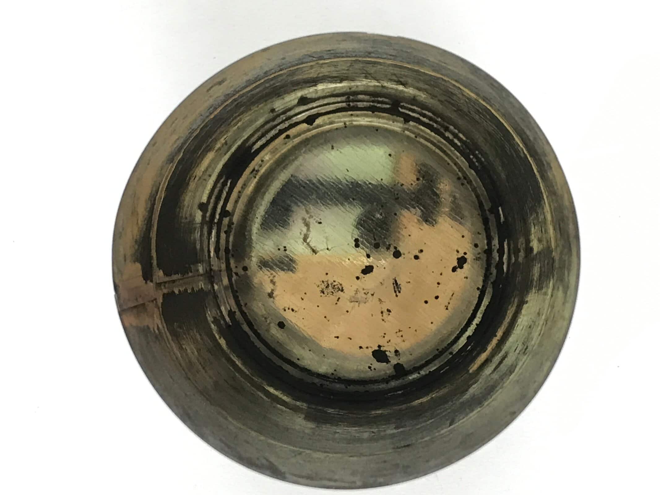 Japanese Iron Tea Caddy Lidded Tea Container Vtg Chazutsu Cylindrical Green JK53