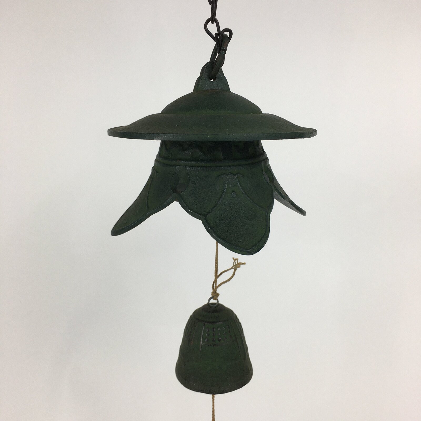 Japanese Iron Wind Chime Vtg Wind Bell Hanging decoration Green Furin JK250