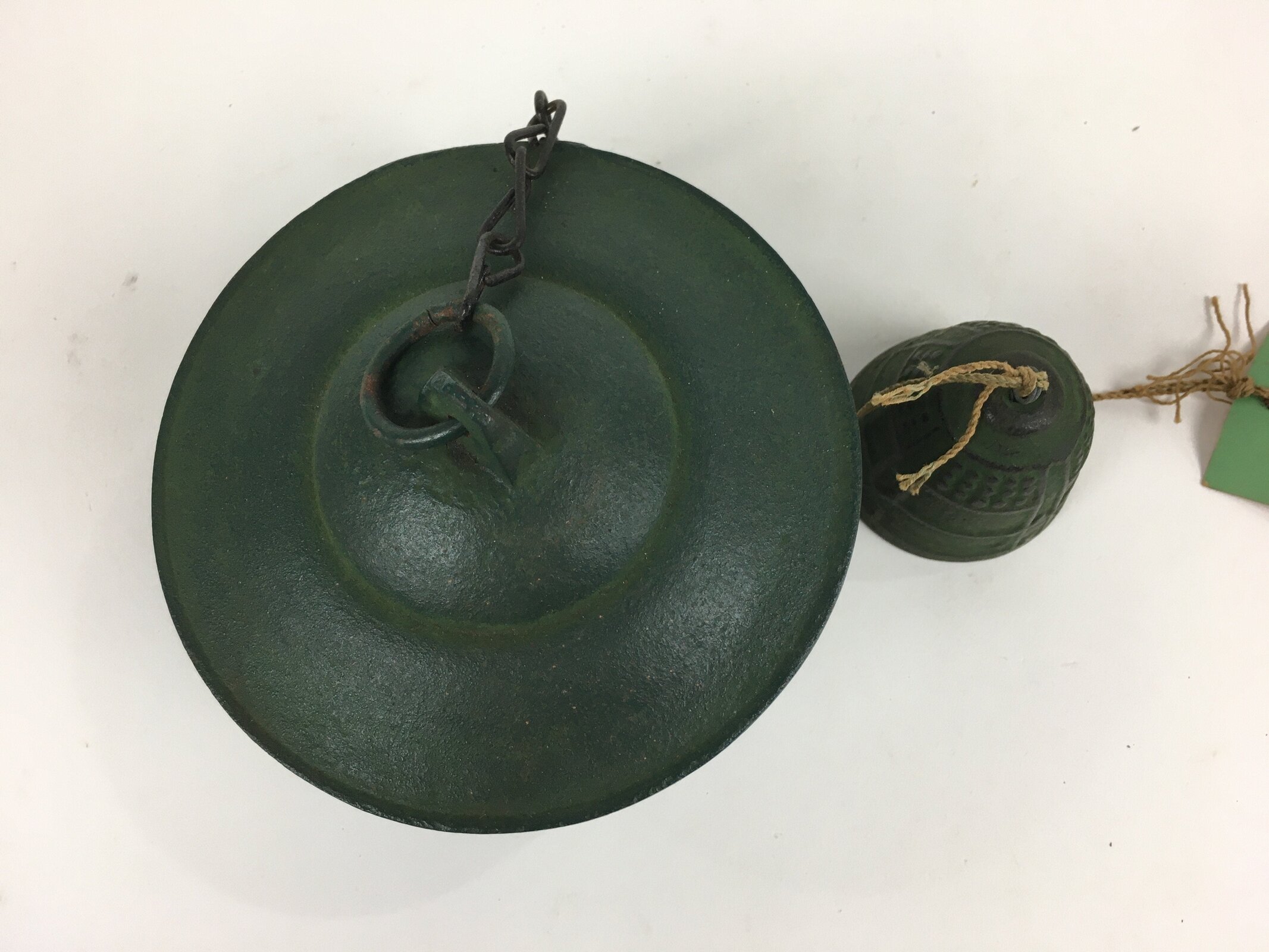 Japanese Iron Wind Chime Vtg Wind Bell Hanging decoration Green Furin JK250