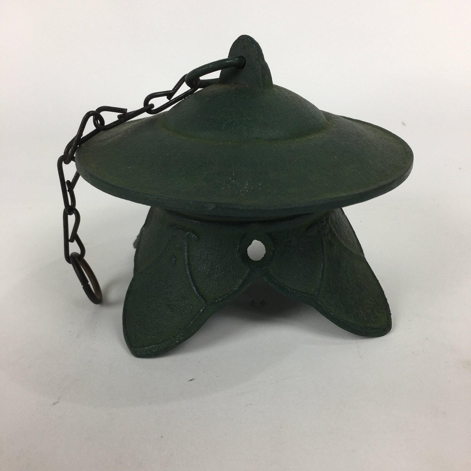 Japanese Iron Wind Chime Vtg Wind Bell Hanging decoration Green Furin JK250