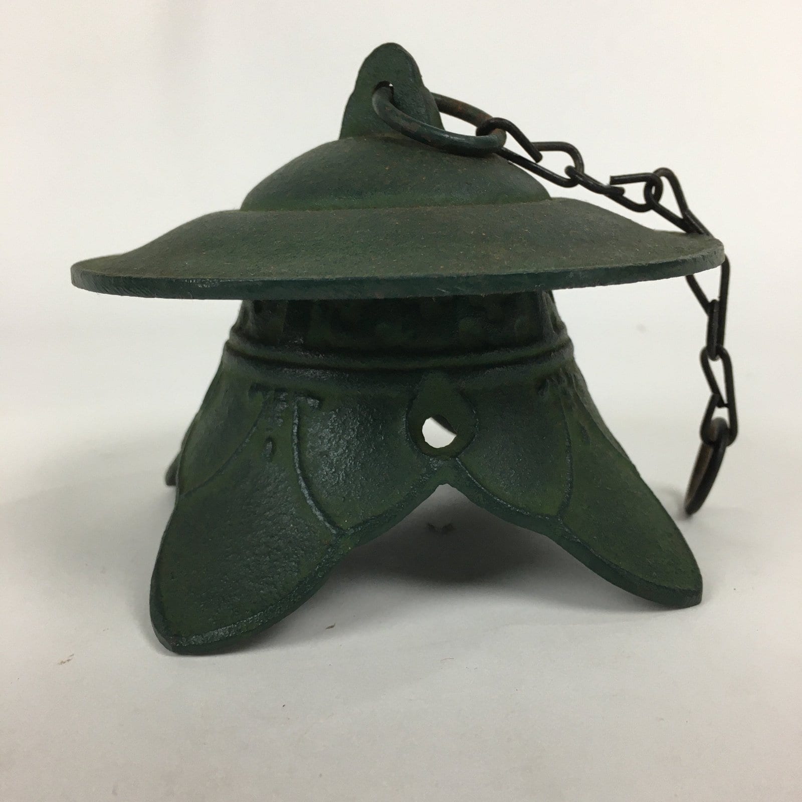 Japanese Iron Wind Chime Vtg Wind Bell Hanging decoration Green Furin JK250