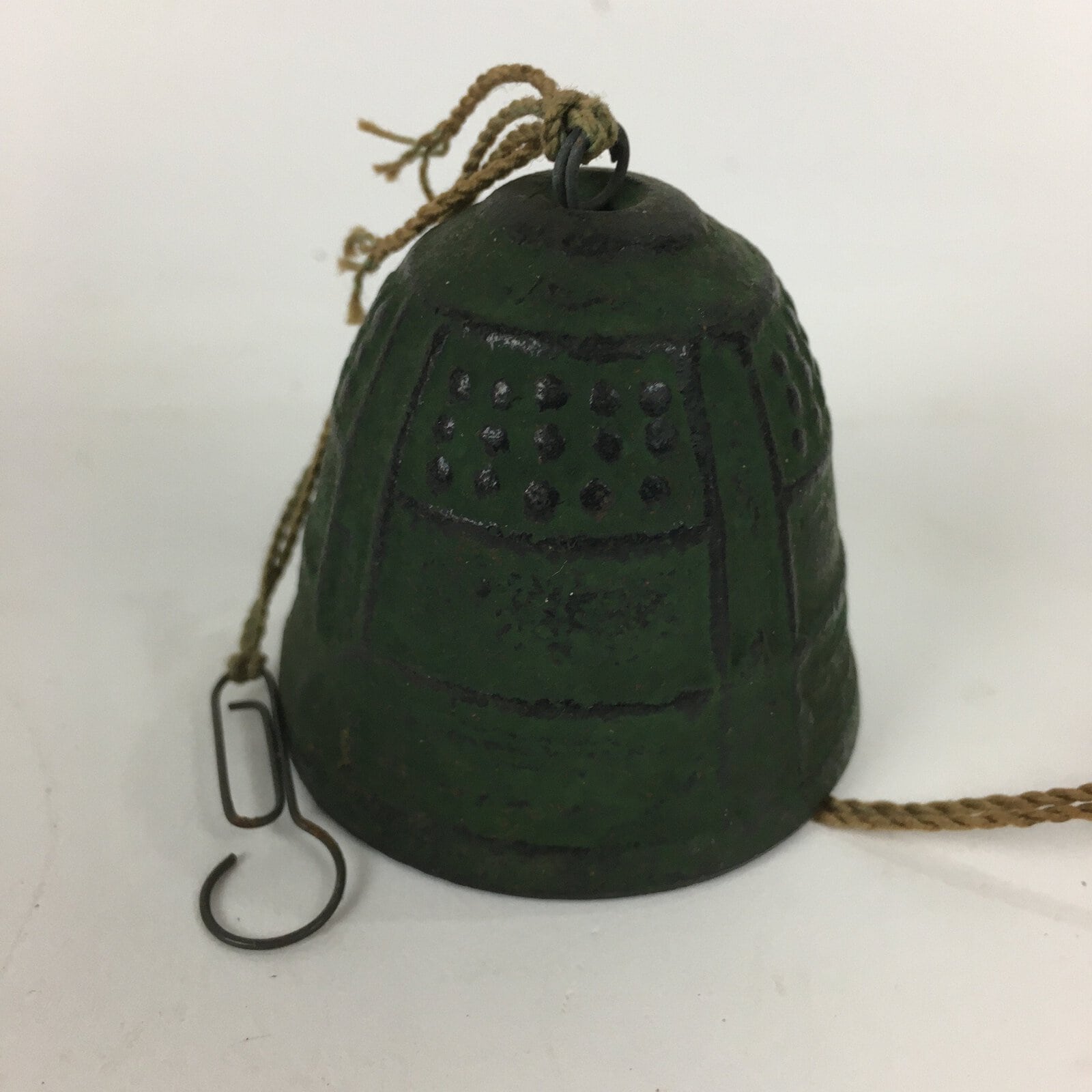 Japanese Iron Wind Chime Vtg Wind Bell Hanging decoration Green Furin JK250