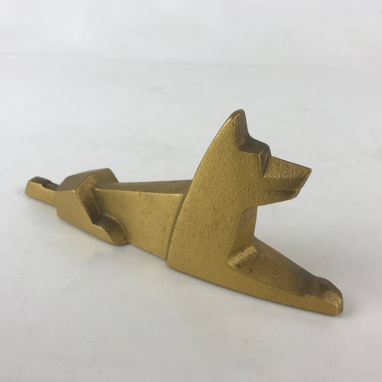 Japanese Iron Zodiac Symbol Dog Figurine Vtg Ornament Okimono Inu Gold BD868