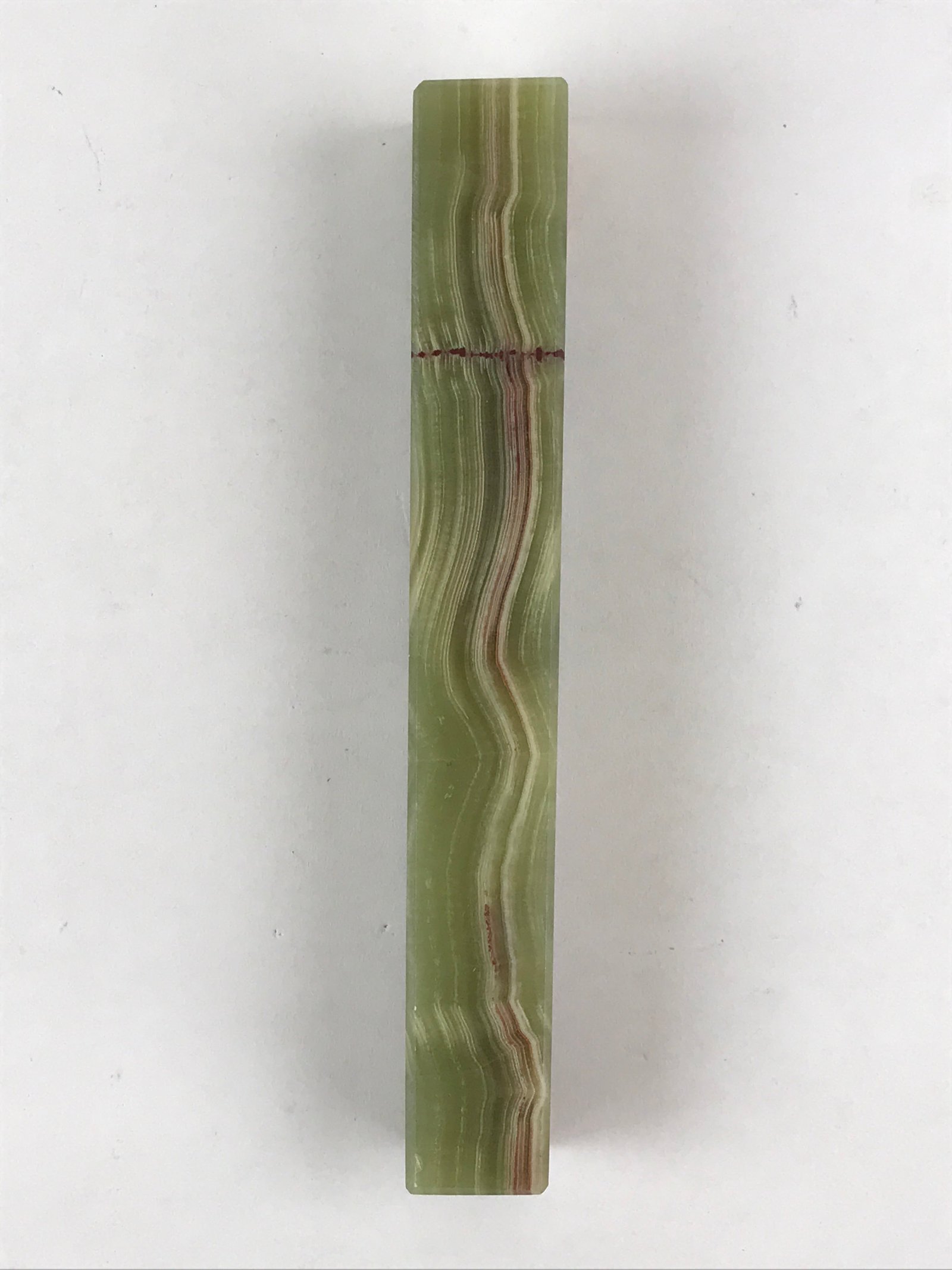 Japanese Jade Green Stone Paperweight Vtg Calligraphy Shodo Hisui Bunchin JK544