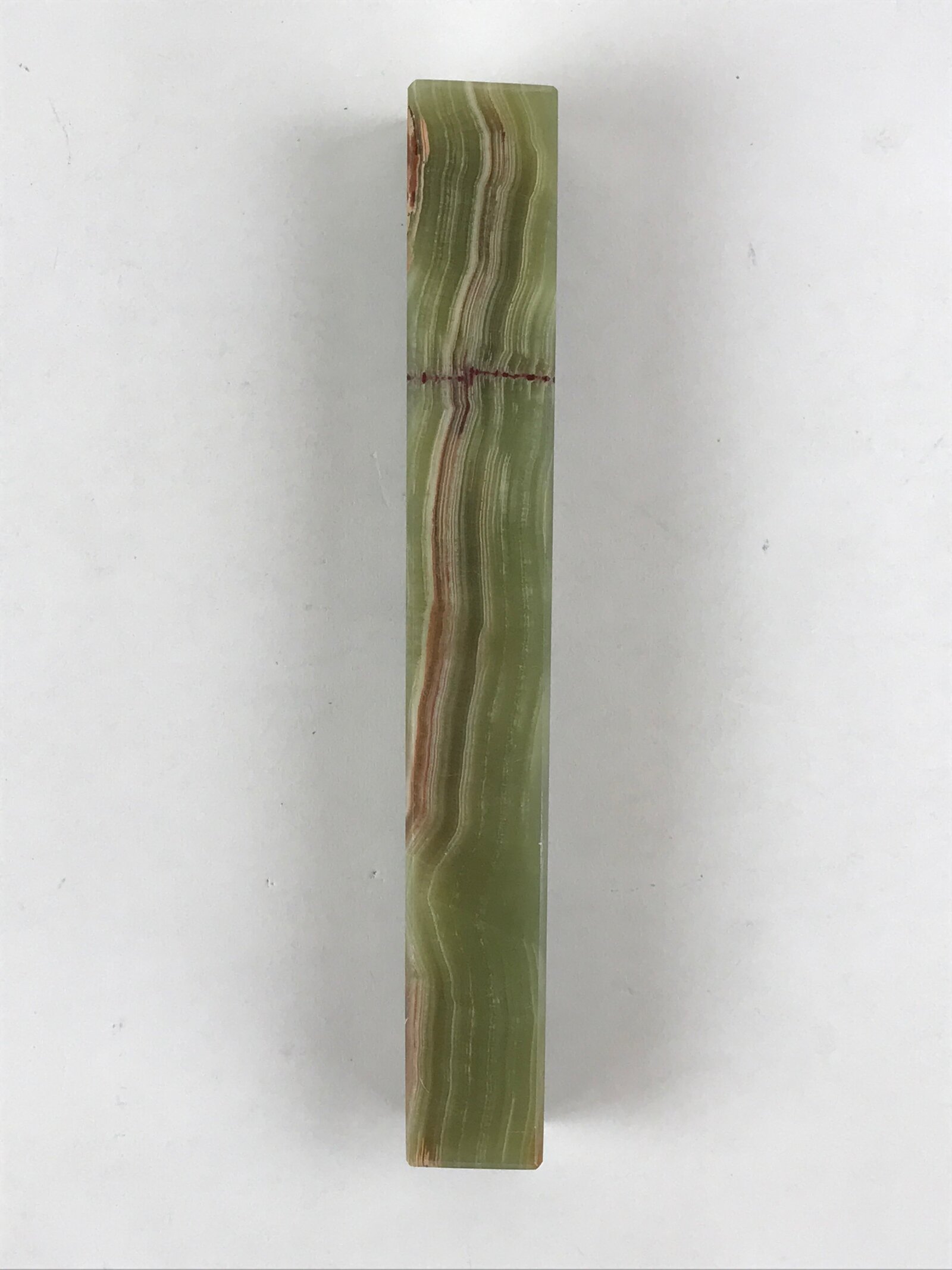 Japanese Jade Green Stone Paperweight Vtg Calligraphy Shodo Hisui Bunchin JK544