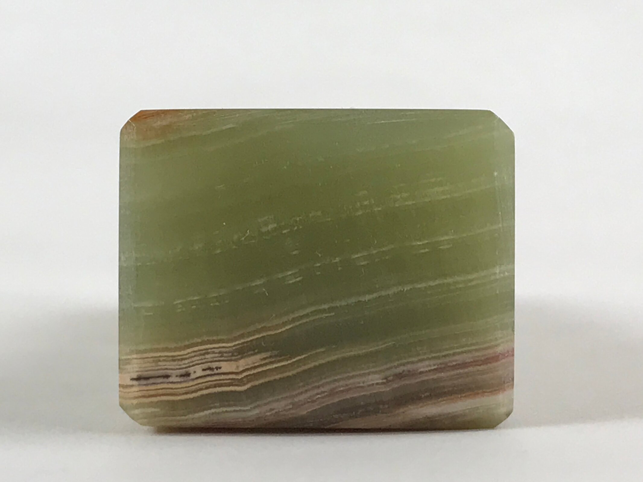 Japanese Jade Green Stone Paperweight Vtg Calligraphy Shodo Hisui Bunchin JK544