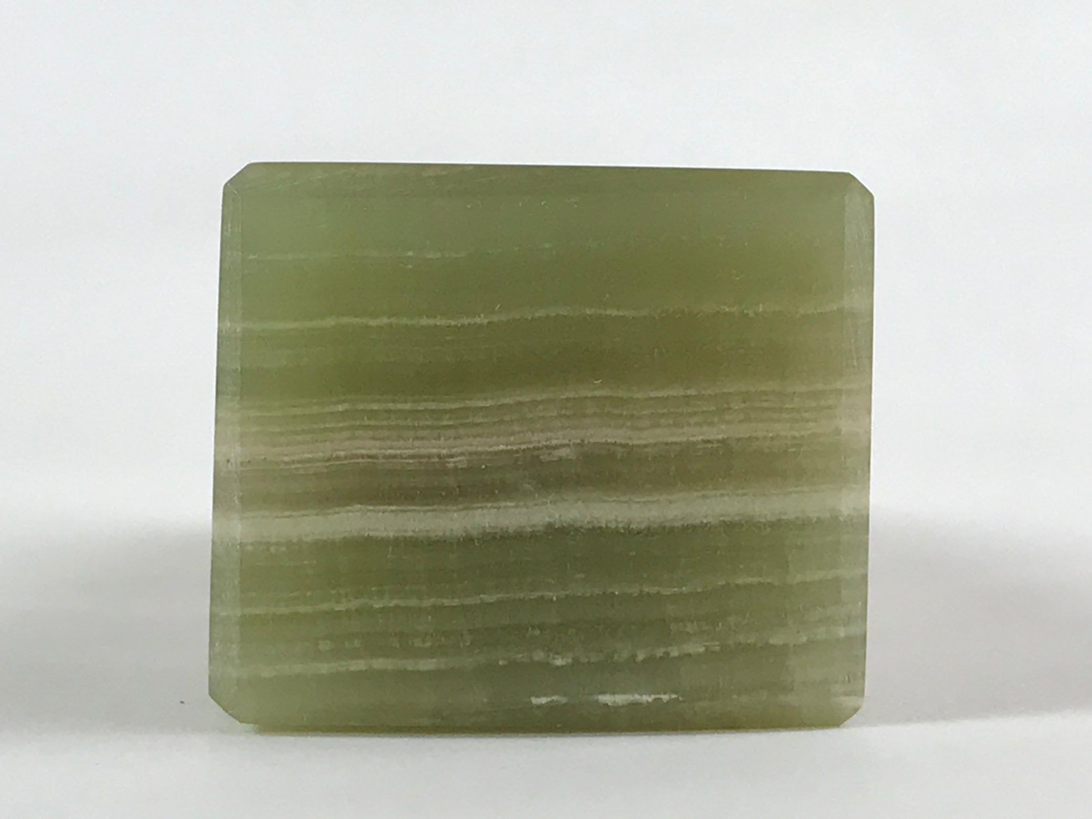 Japanese Jade Green Stone Paperweight Vtg Calligraphy Shodo Hisui Bunchin JK544