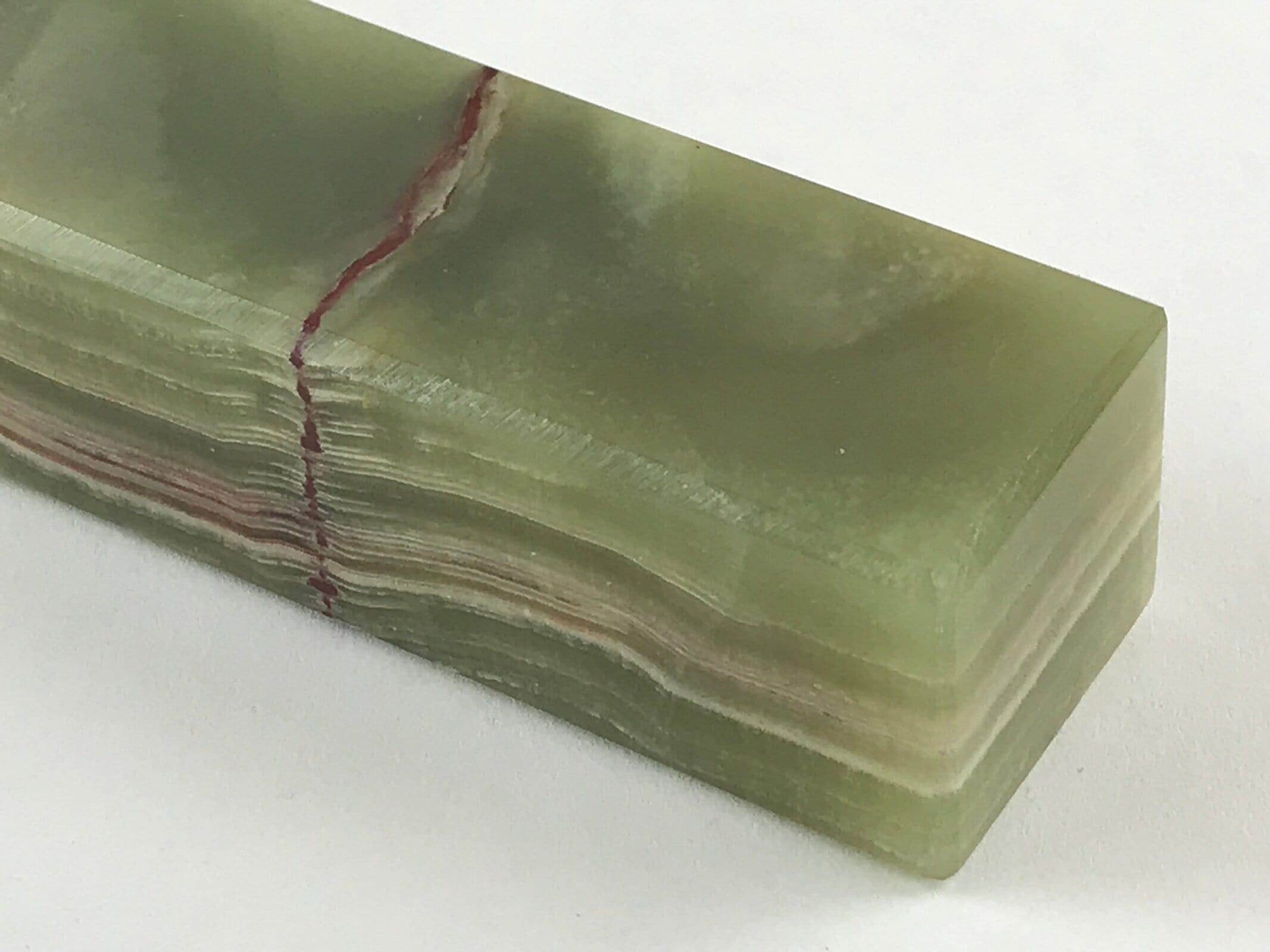 Japanese Jade Green Stone Paperweight Vtg Calligraphy Shodo Hisui Bunchin JK544