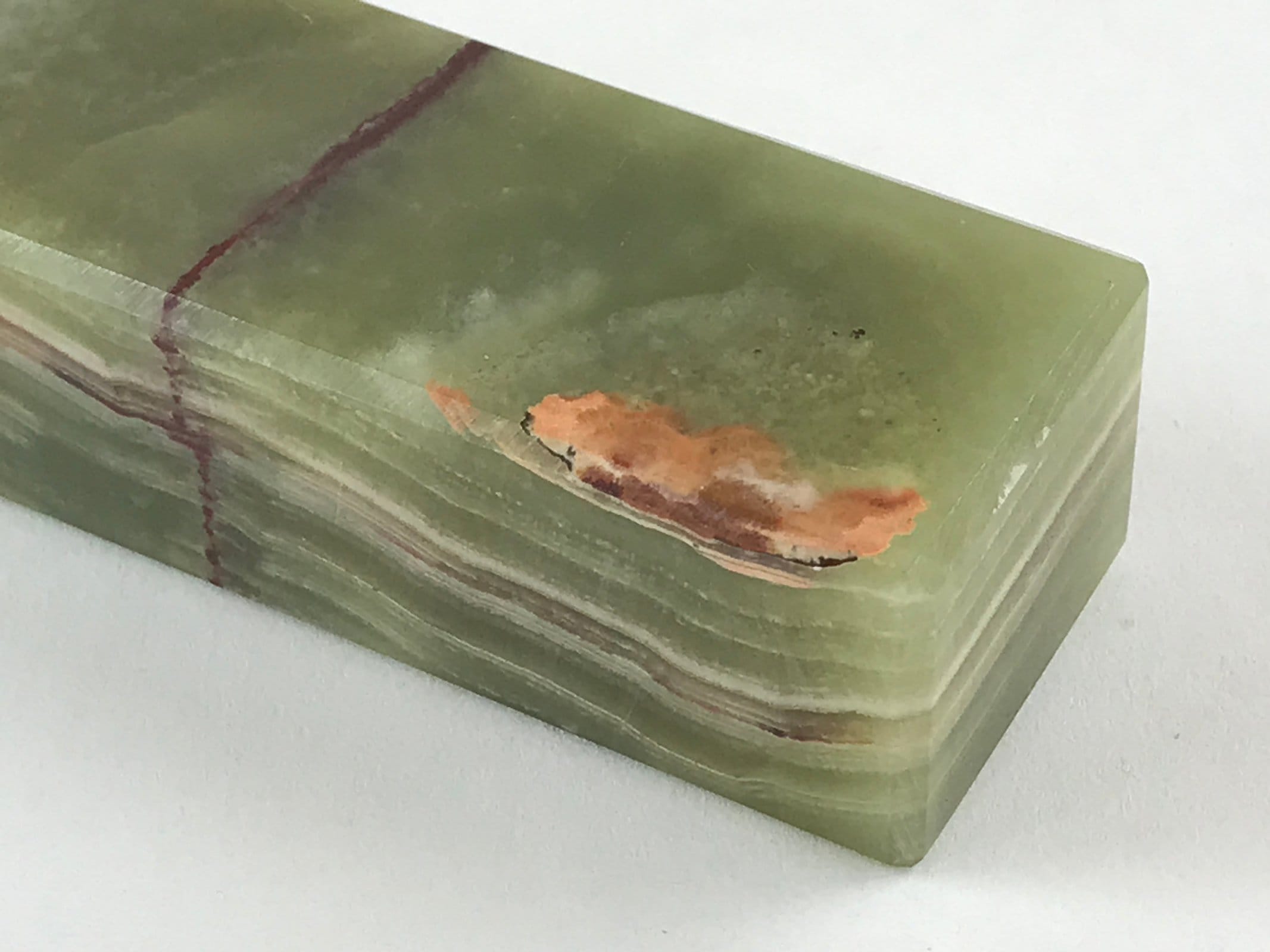 Japanese Jade Green Stone Paperweight Vtg Calligraphy Shodo Hisui Bunchin JK544