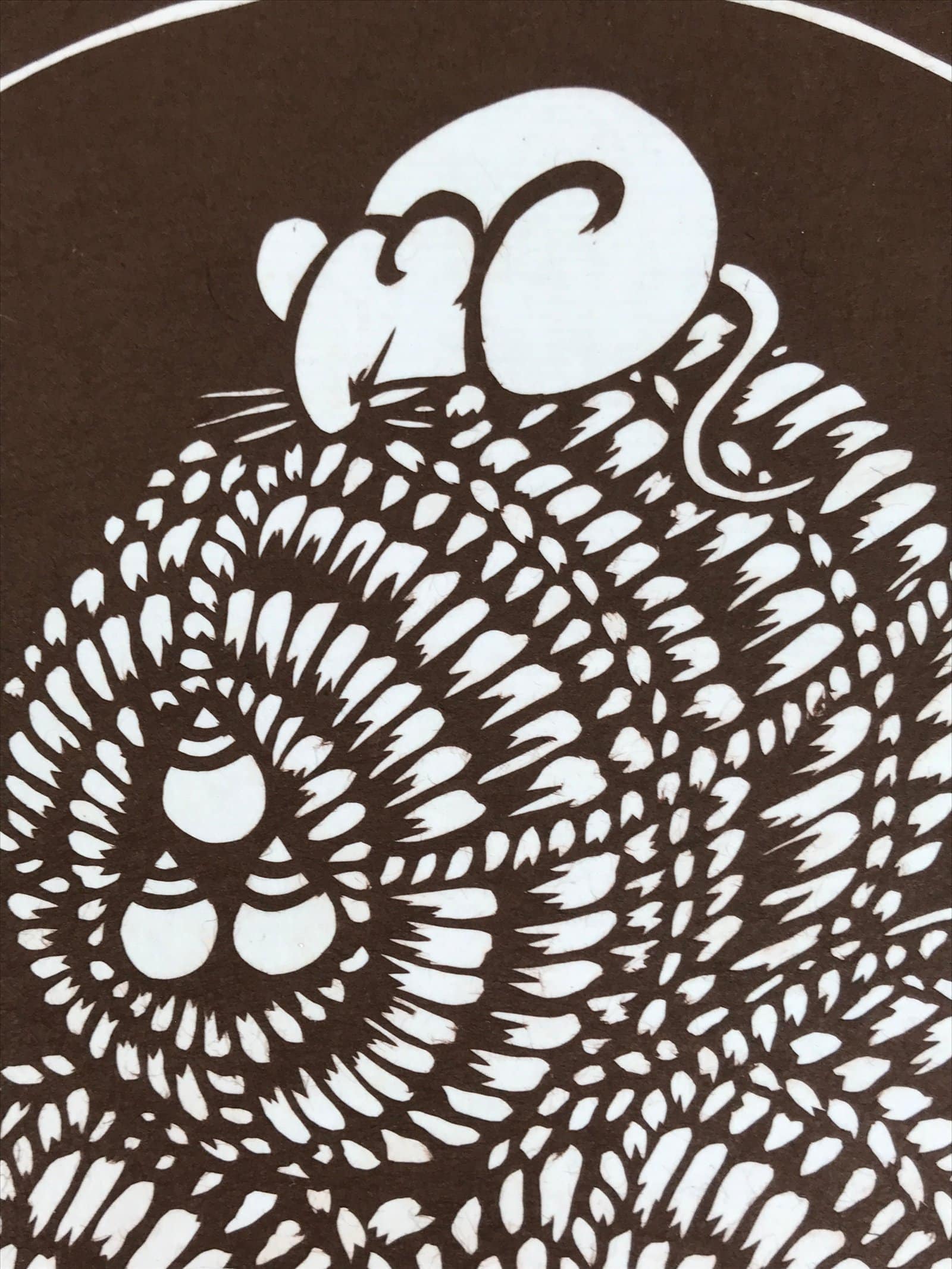 Japanese Katagami Shikishi Art Board Vtg Mouse Nezumi Zodiac Rice Barrel A720