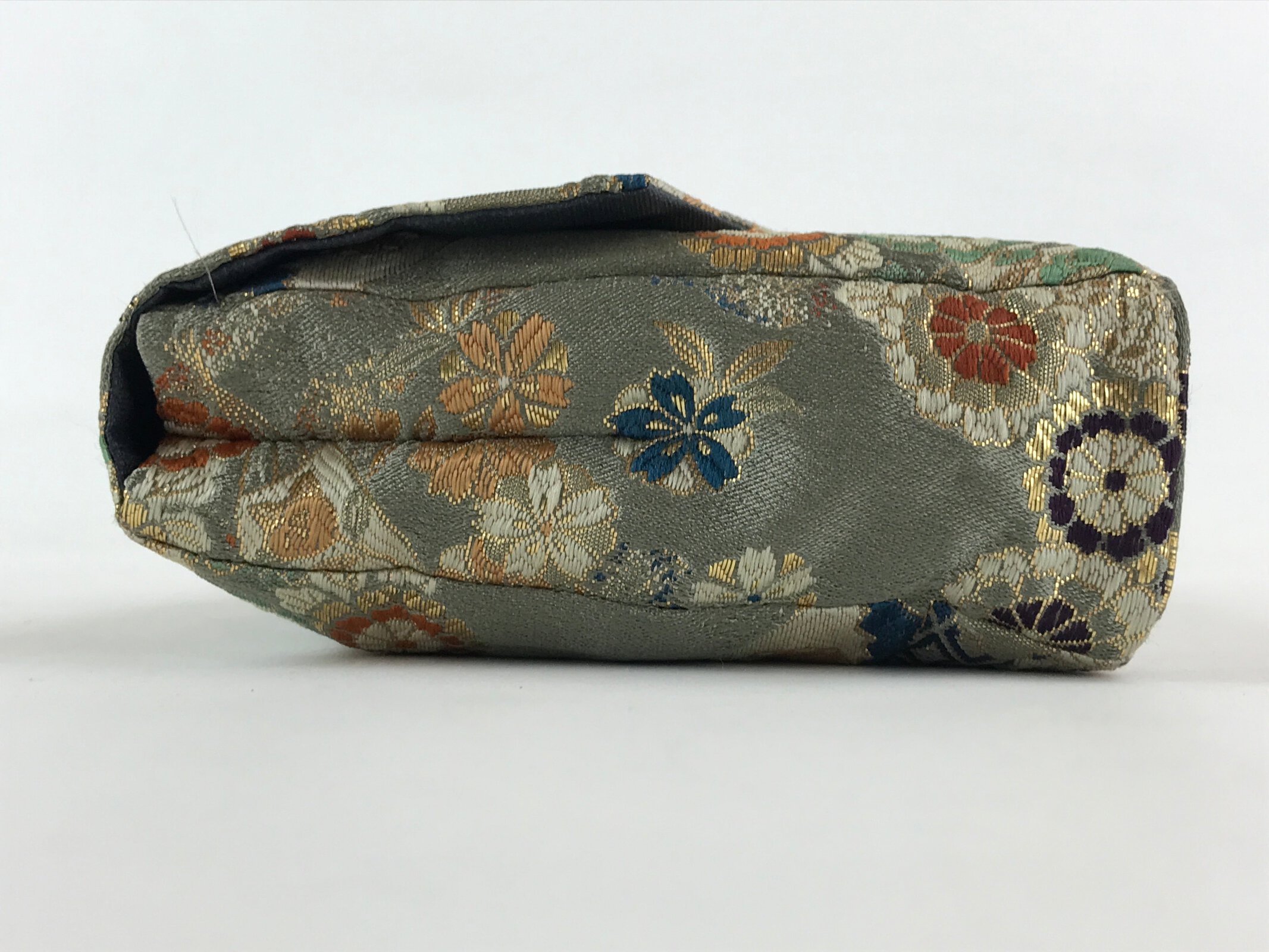 Japanese Kimono Dress Clutch Bag Vtg Green Flowers Ceremony Occasion KB68