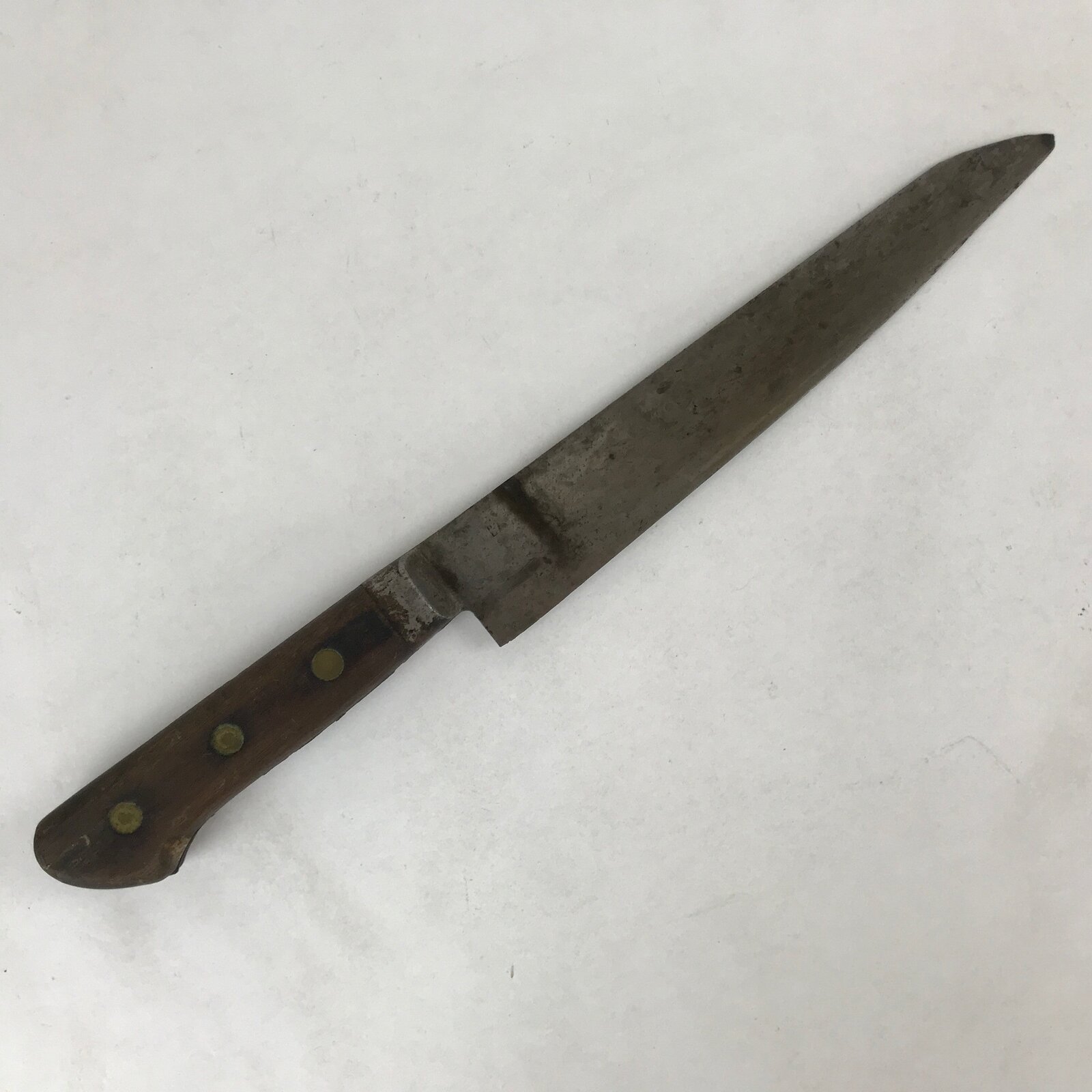 Japanese Kitchen Knife Vtg Misono Brown Steel Wood Long Hocho KN6