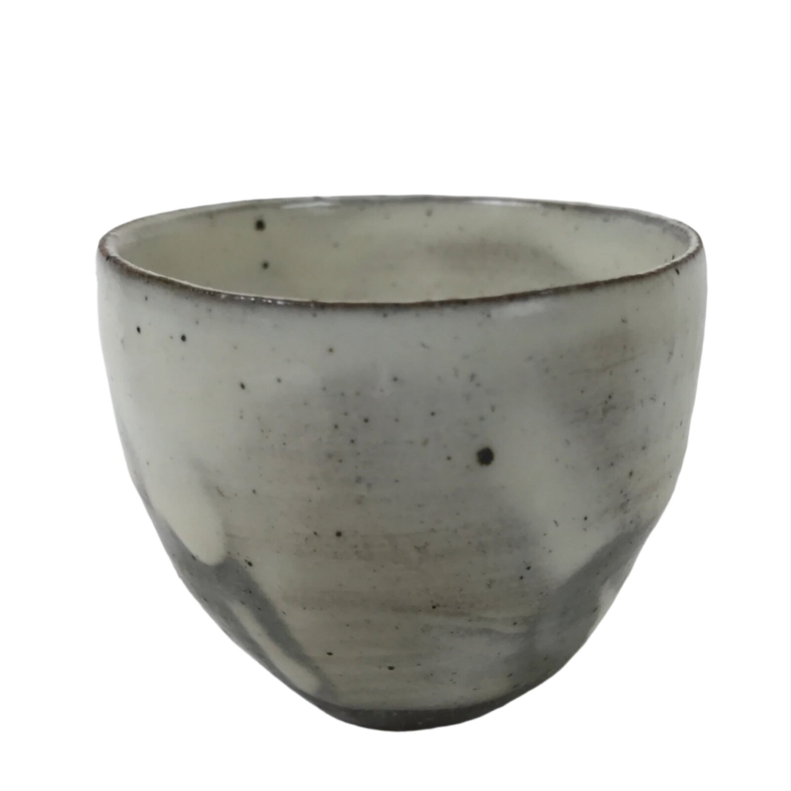 Japanese Kohiki Ceramic Yunomi Teacup Vtg Red Clay White Glossy Glaze TC524