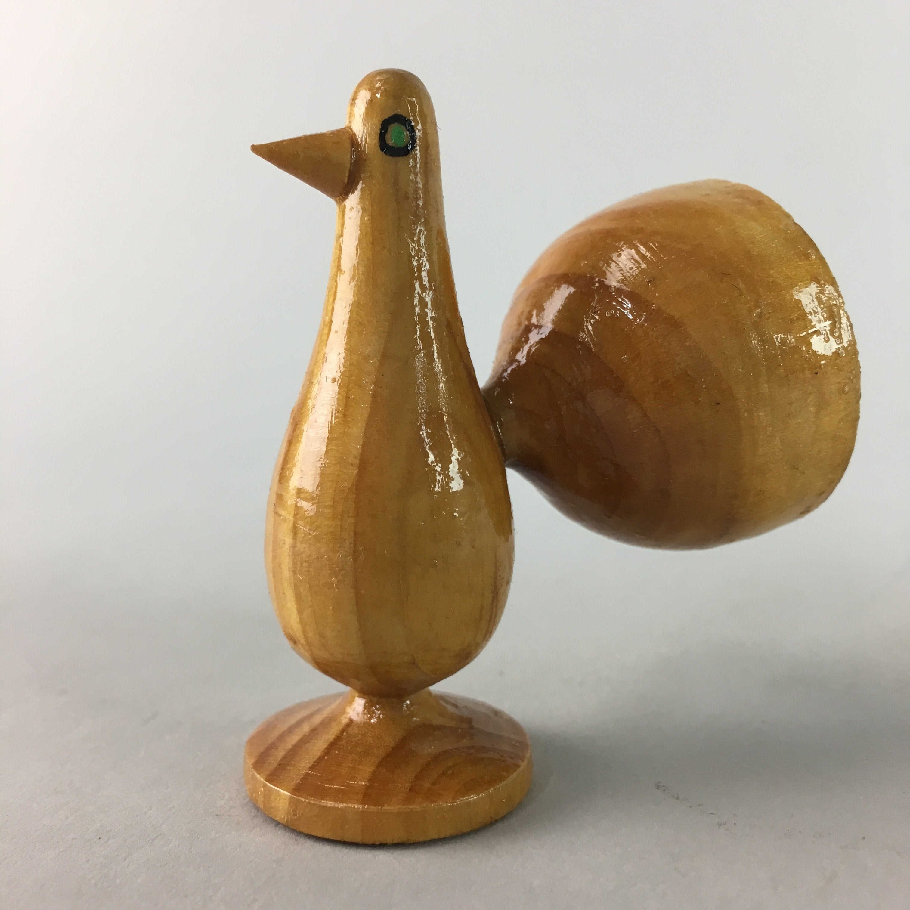 Japanese Kokeshi Doll Bird Ornament Vtg Wooden Figurine Handcraft Ningyo KF72