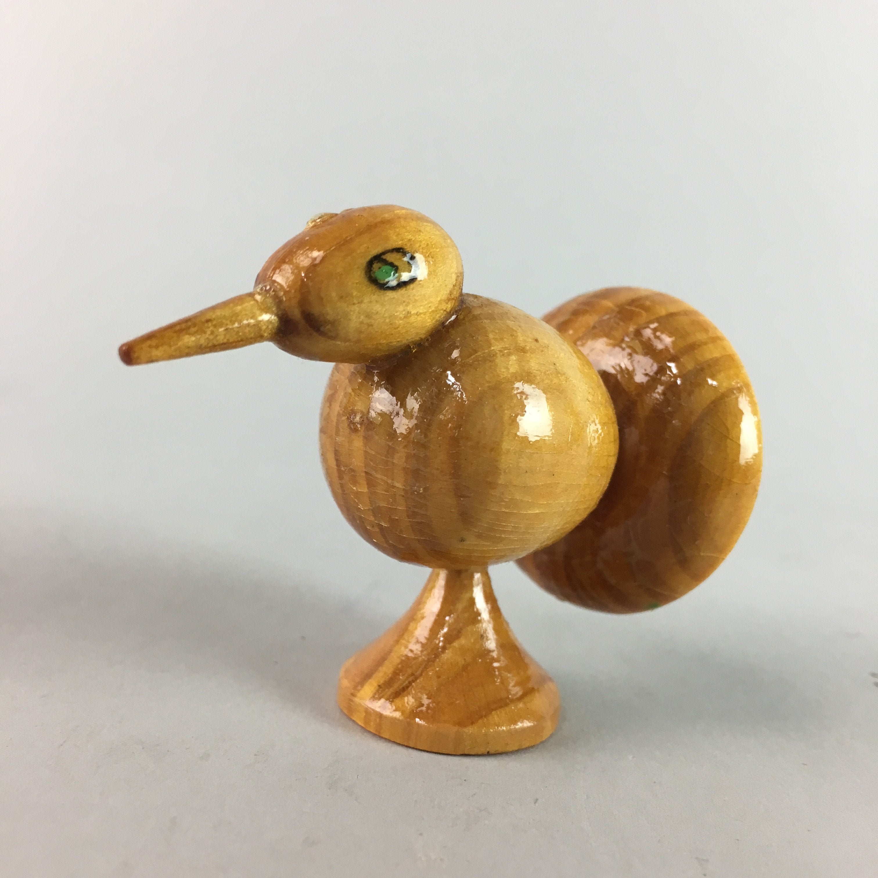 Japanese Kokeshi Doll Bird Ornament Vtg Wooden Figurine Handcraft Ningyo KF73