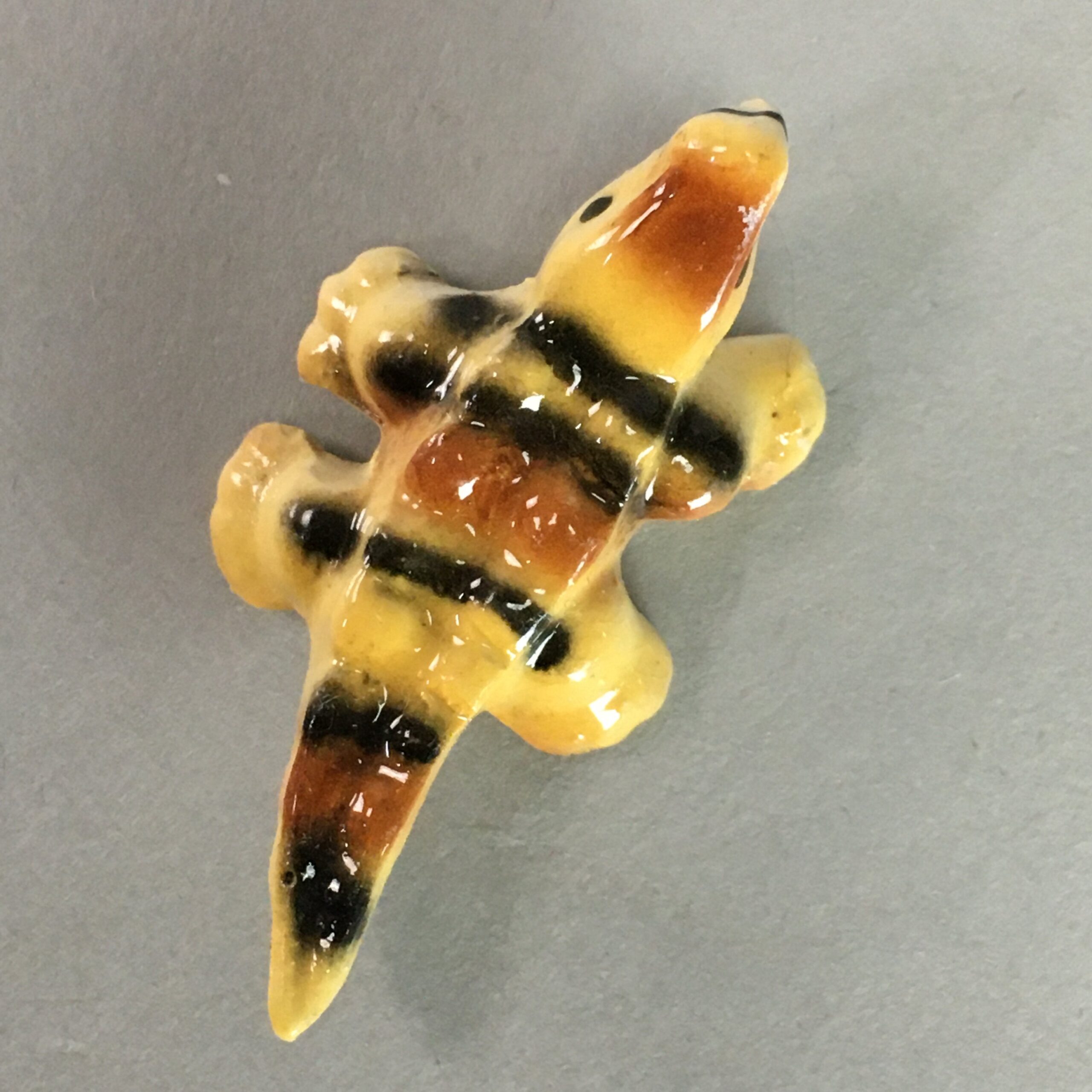 Japanese Kokeshi Doll Vtg Ceramic Figurine Crocodile Alligator Brown KF286