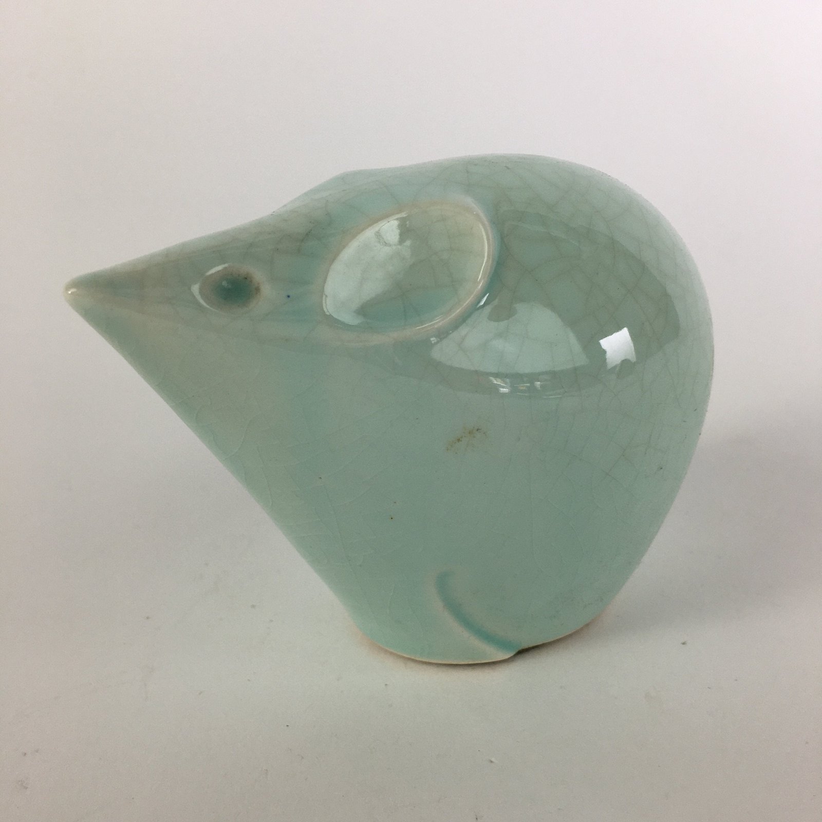 Japanese Kokeshi Doll Vtg Figurine Porcelain Zodiac Mouse Light Blue KF554